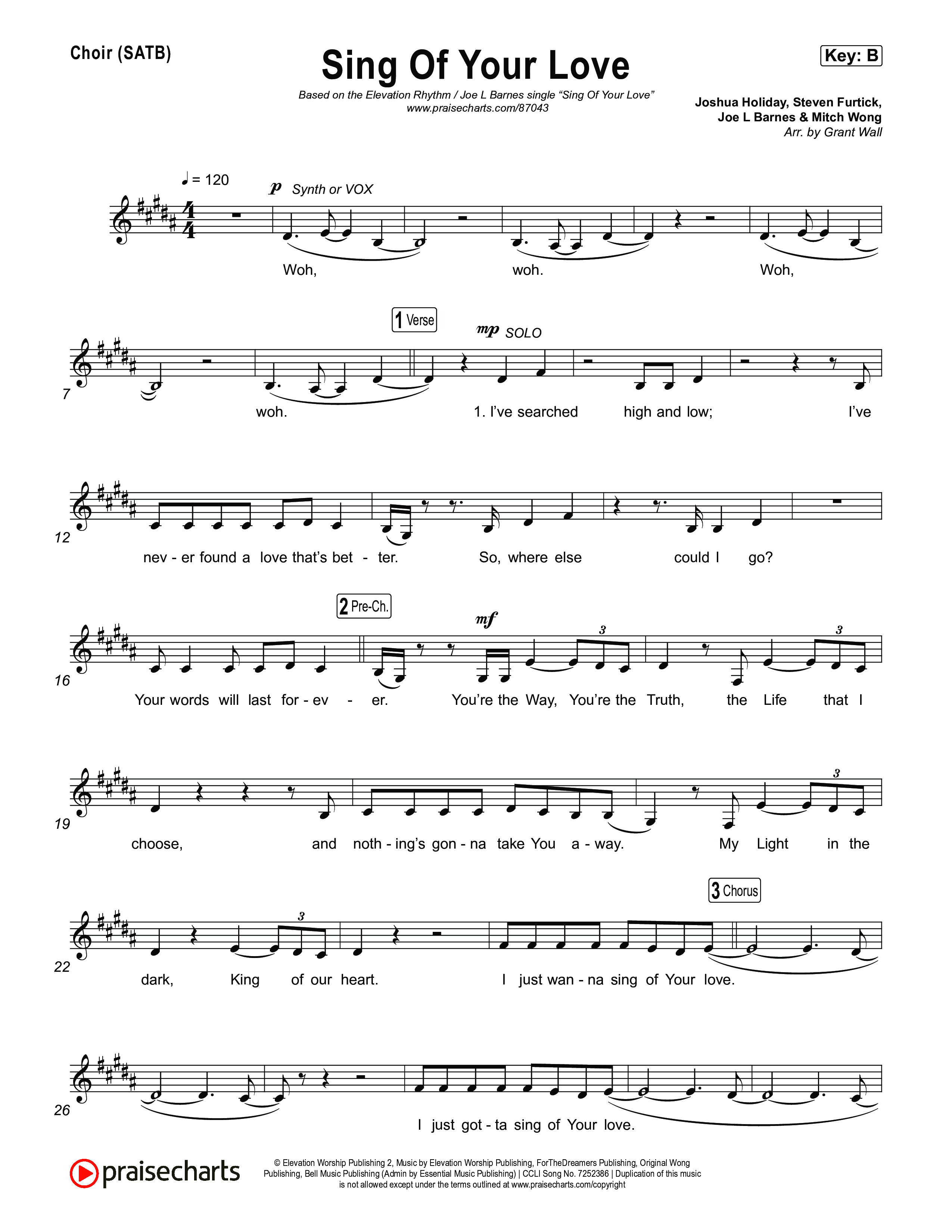 Sing Of Your Love Choir Sheet (SATB) (ELEVATION RHYTHM / Joe L. Barnes)