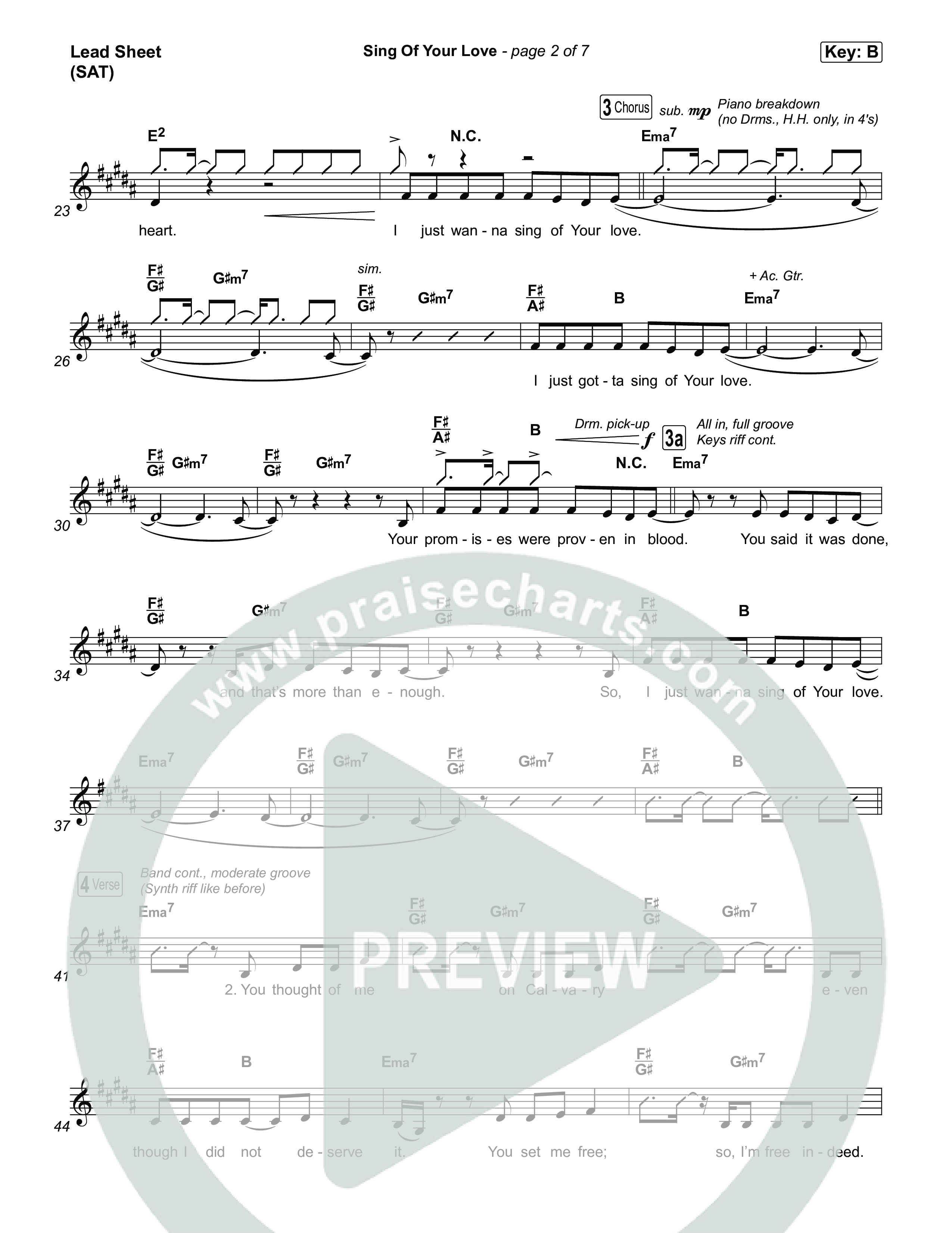 Sing Of Your Love Lead Sheet (SAT) (ELEVATION RHYTHM / Joe L. Barnes)