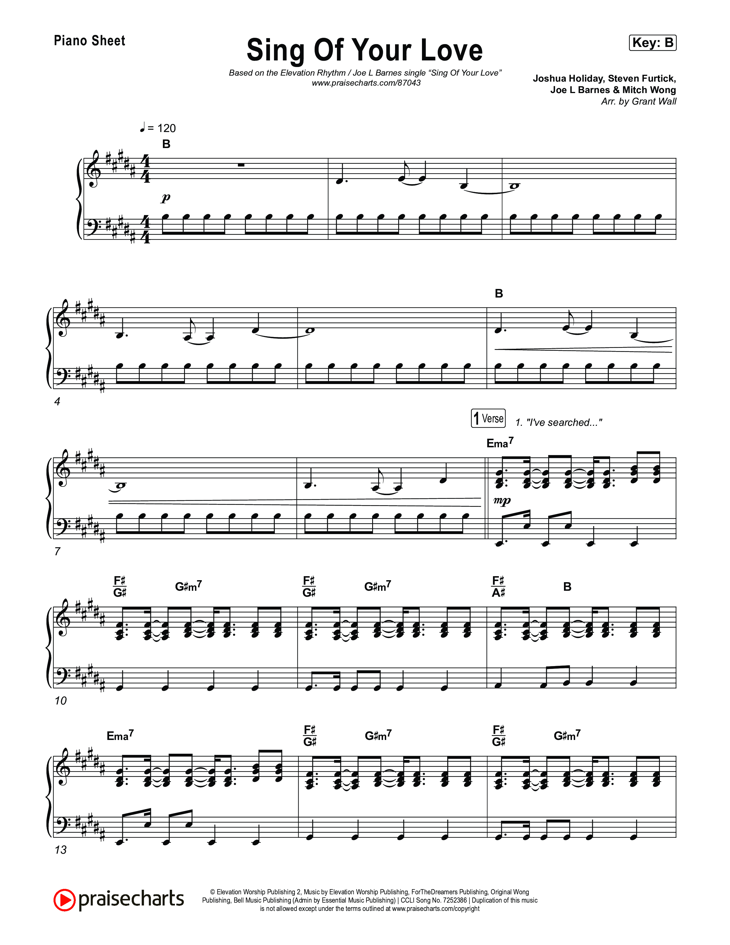 Sing Of Your Love Piano Sheet (ELEVATION RHYTHM / Joe L. Barnes)