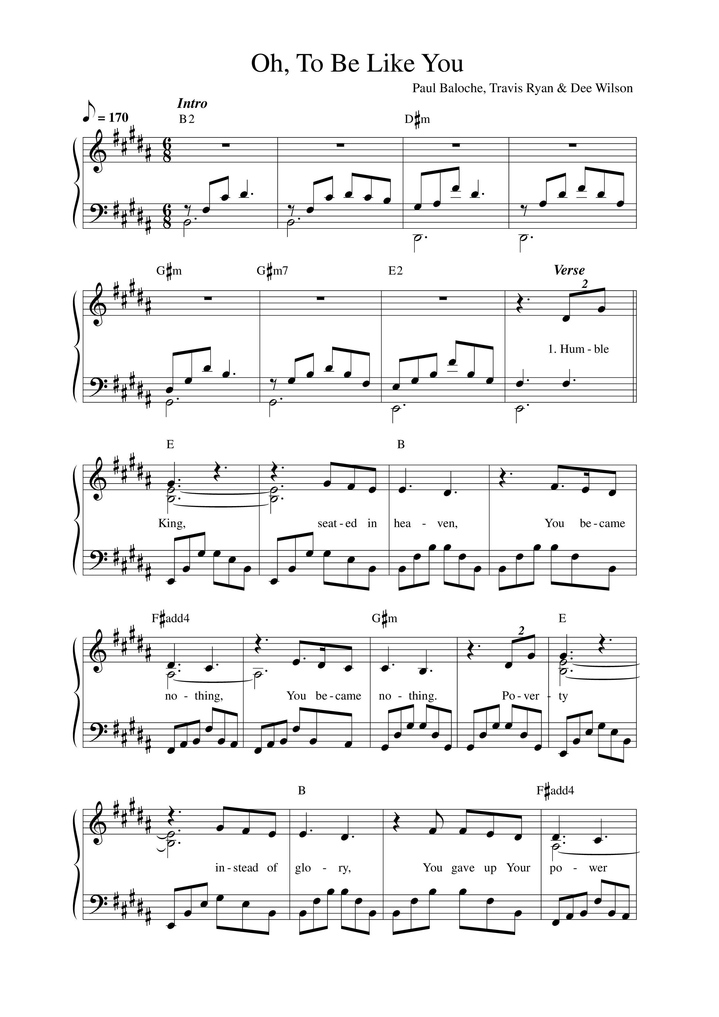Oh To Be Like You Lead Sheet Melody (Anchor Hymns / Dee Wilson / Paul Baloche)