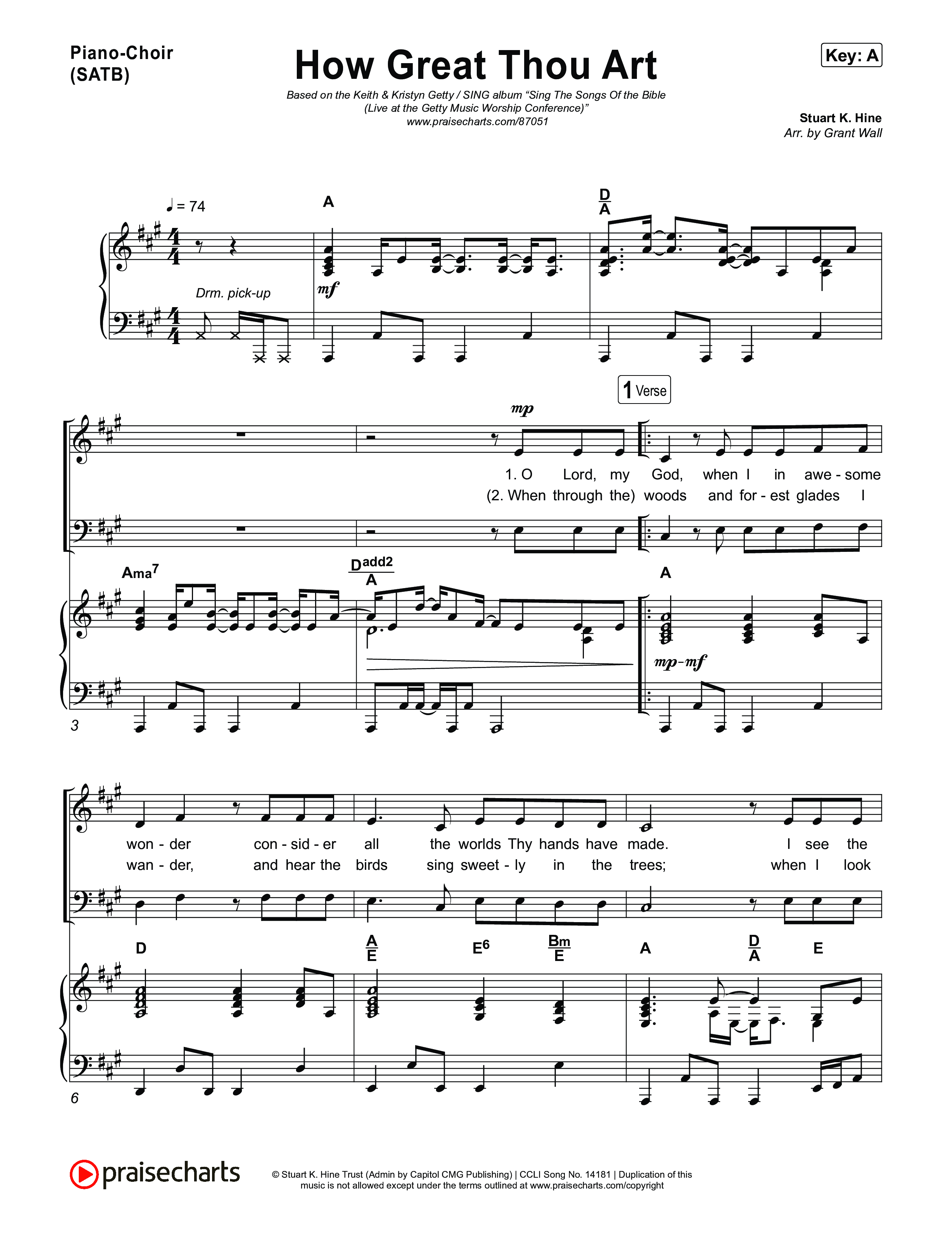 How Great Thou Art Piano/Vocal (SATB) (Keith & Kristyn Getty / Sing!)