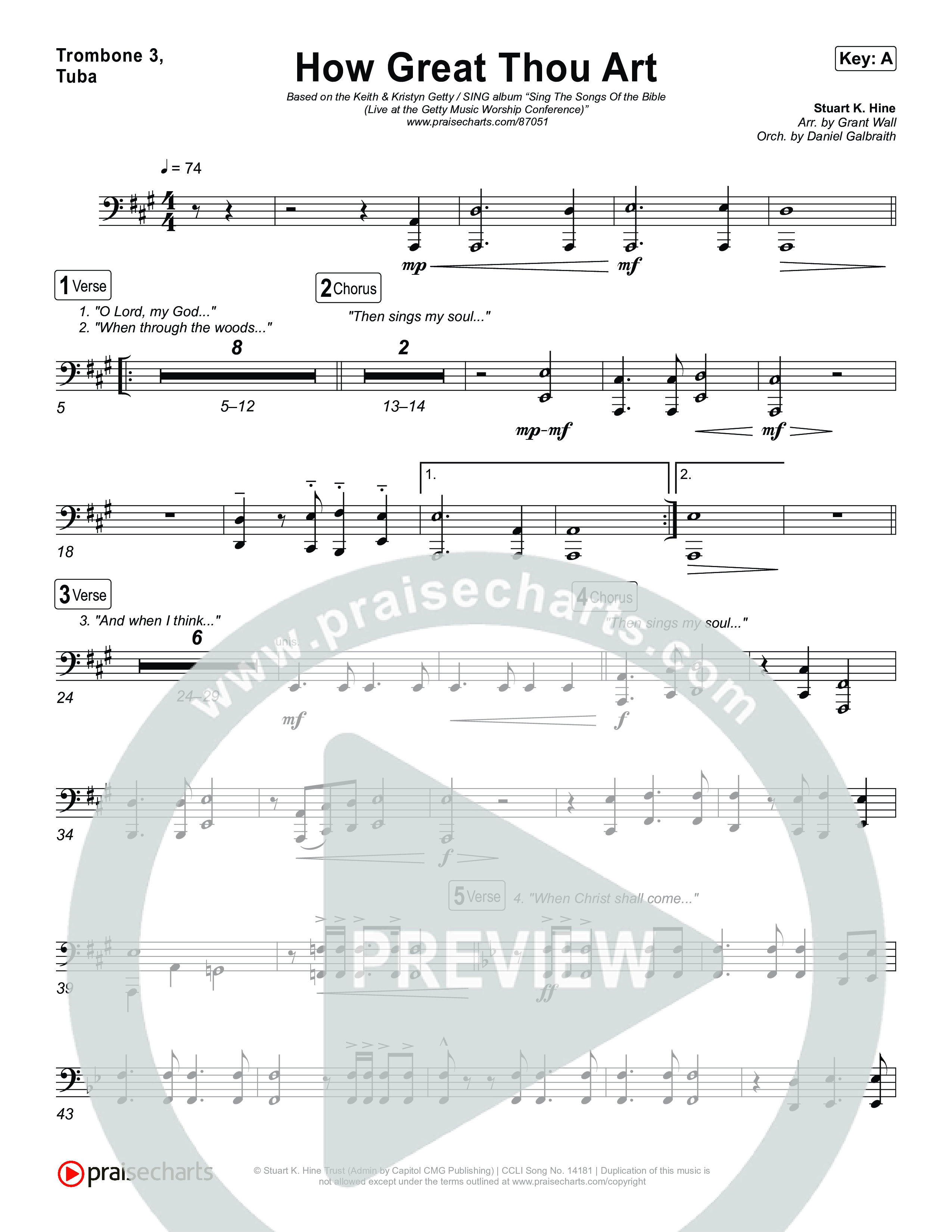 How Great Thou Art Trombone 3/Tuba (Keith & Kristyn Getty / Sing!)