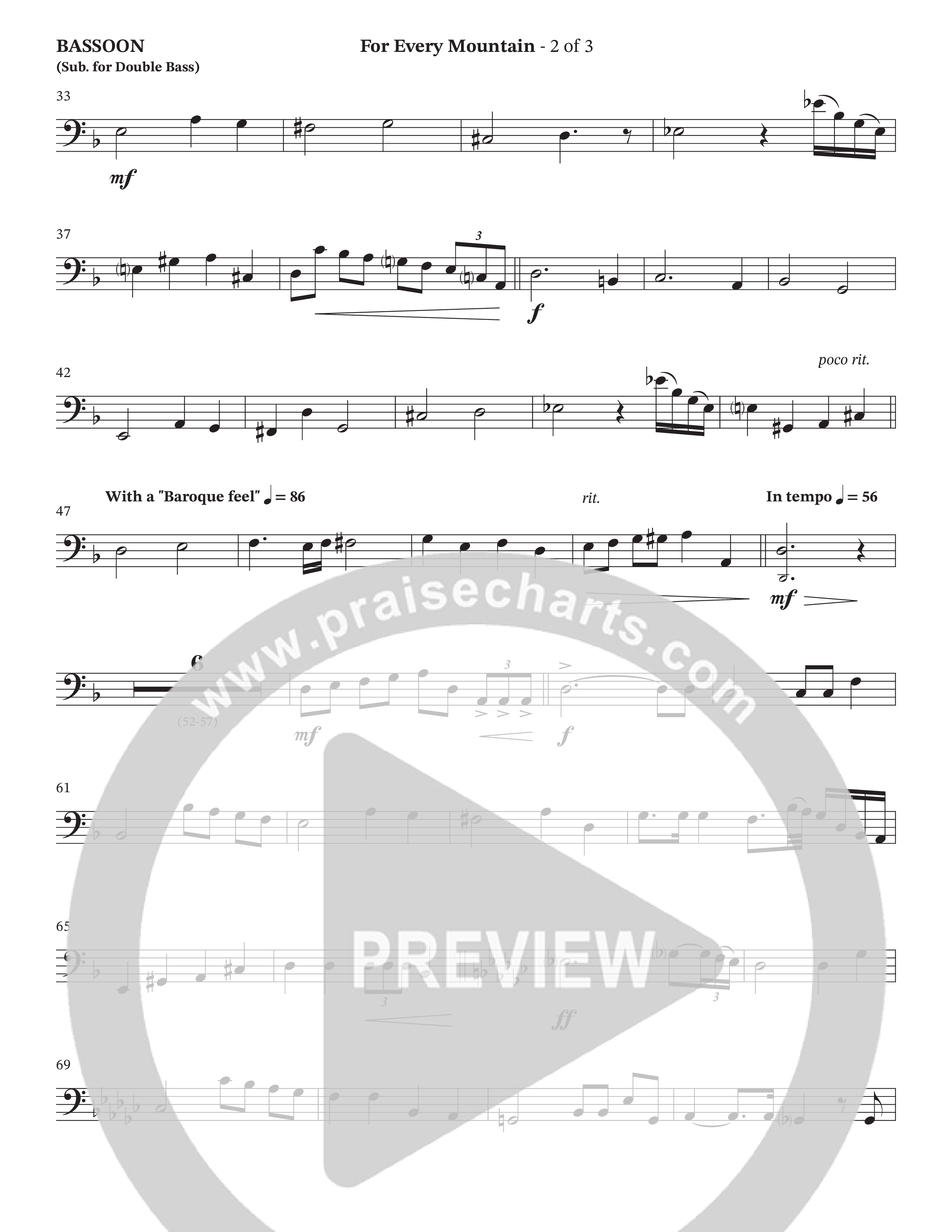 For Every Mountain (Choral Anthem SATB) Bassoon (The Brooklyn Tabernacle Choir / Arr. Carol Cymbala / Orch. Oliver Wells)