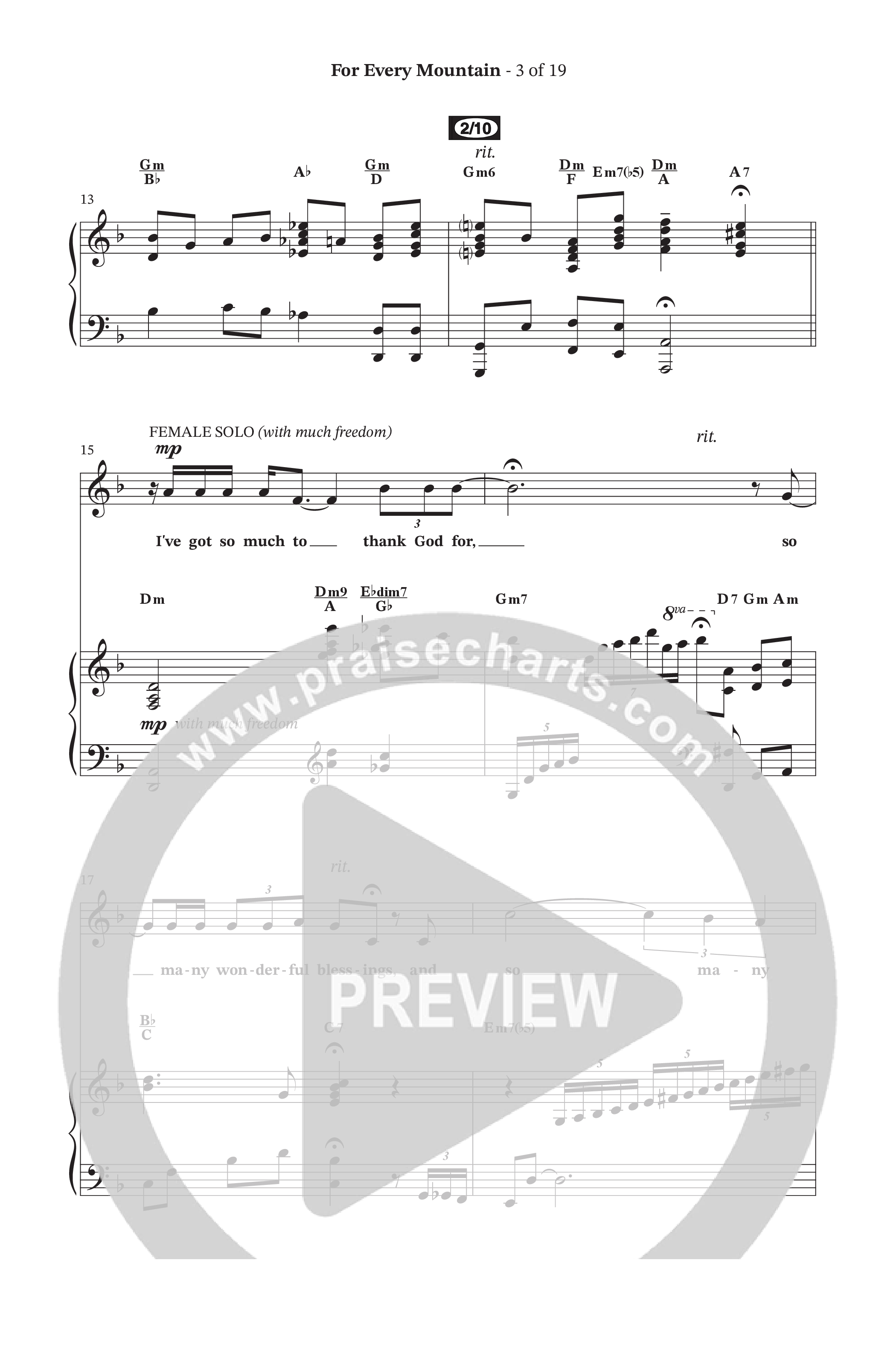 For Every Mountain (Choral Anthem SATB) Octavo (SATB & Pno) (The Brooklyn Tabernacle Choir / Arr. Carol Cymbala / Orch. Oliver Wells)