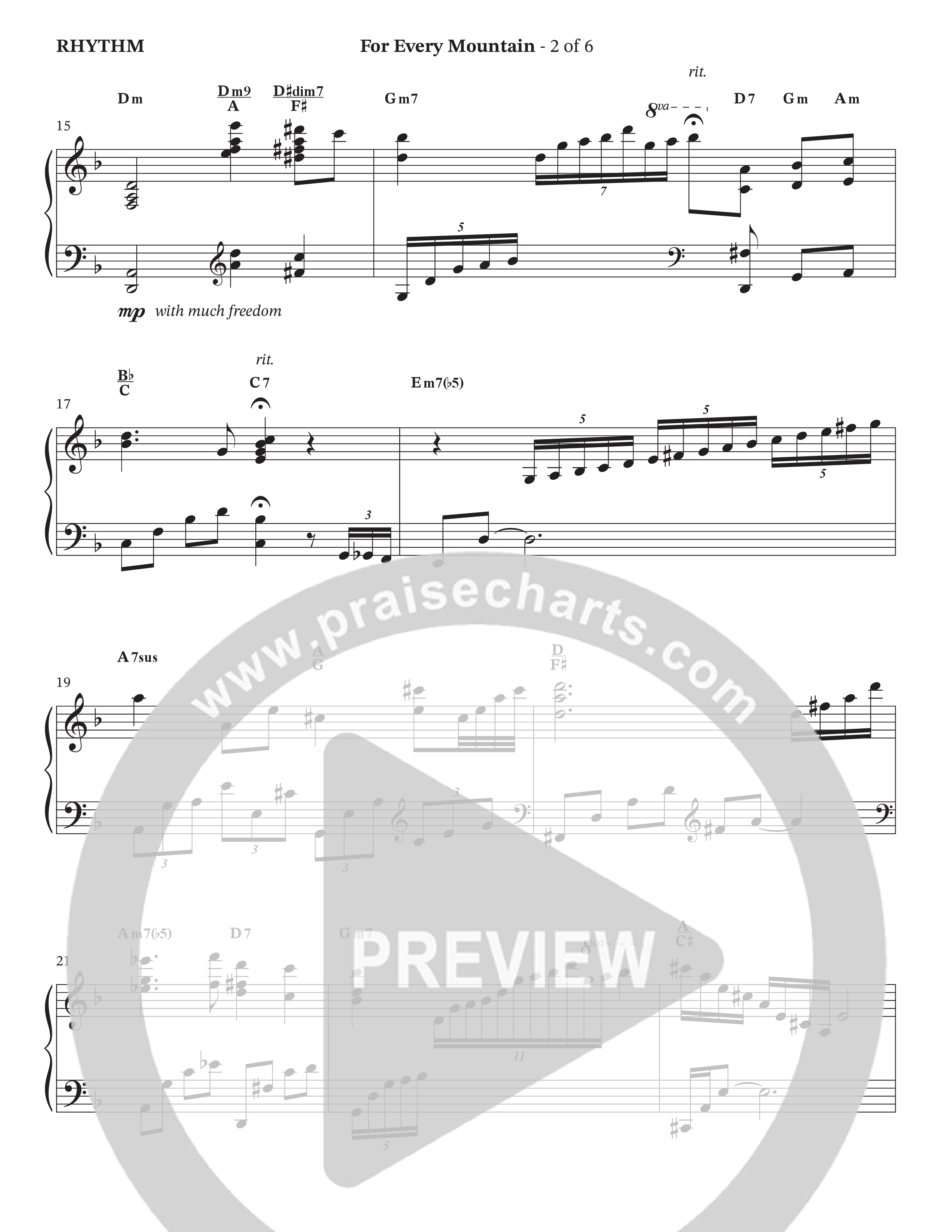 For Every Mountain (Choral Anthem SATB) Rhythm Chart (The Brooklyn Tabernacle Choir / Arr. Carol Cymbala / Orch. Oliver Wells)