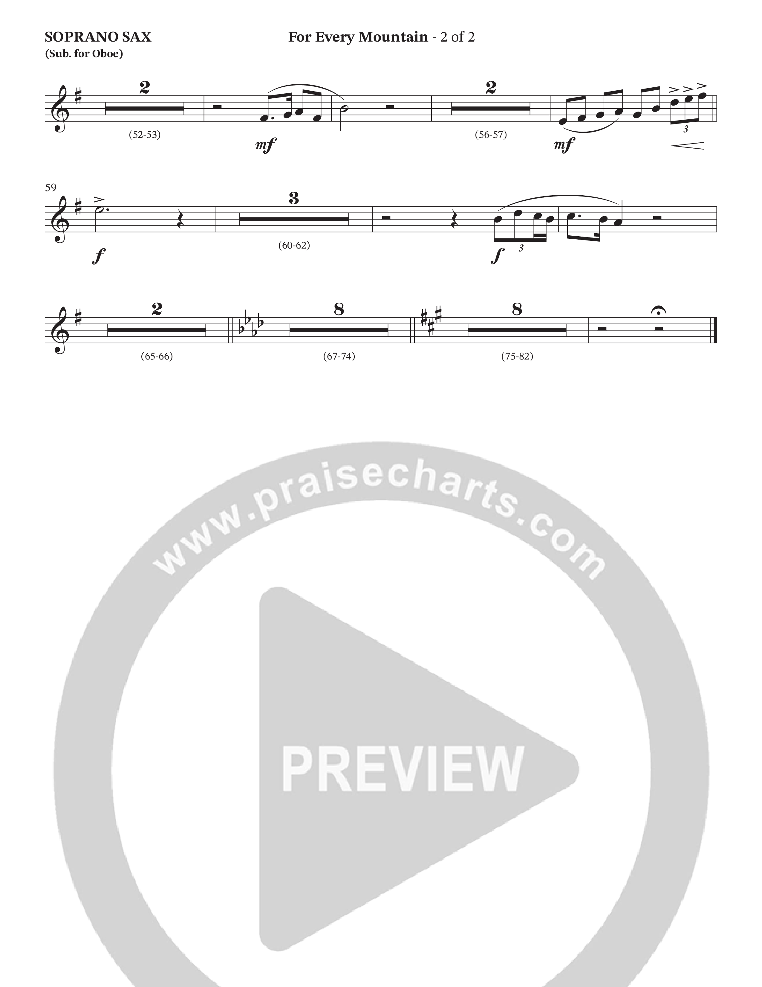 For Every Mountain (Choral Anthem SATB) Soprano Sax (The Brooklyn Tabernacle Choir / Arr. Carol Cymbala / Orch. Oliver Wells)