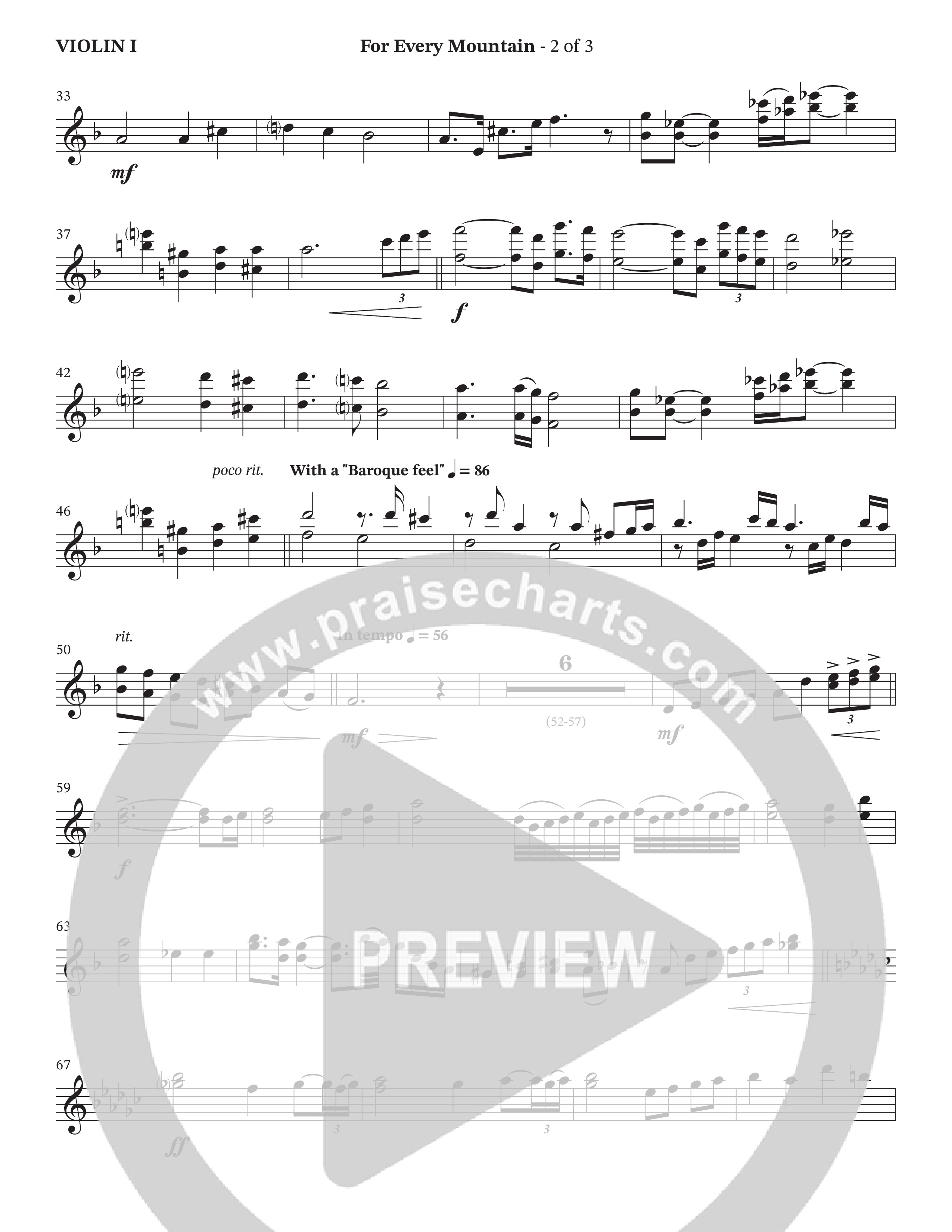 For Every Mountain (Choral Anthem SATB) Violin 1 (The Brooklyn Tabernacle Choir / Arr. Carol Cymbala / Orch. Oliver Wells)