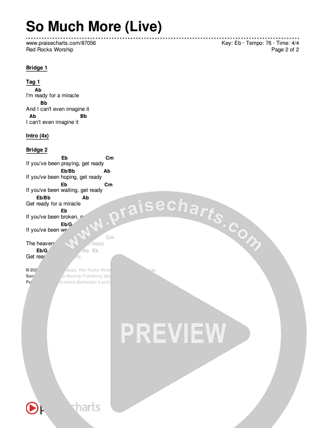 So Much More (Live) Chords & Lyrics (Red Rocks Worship)