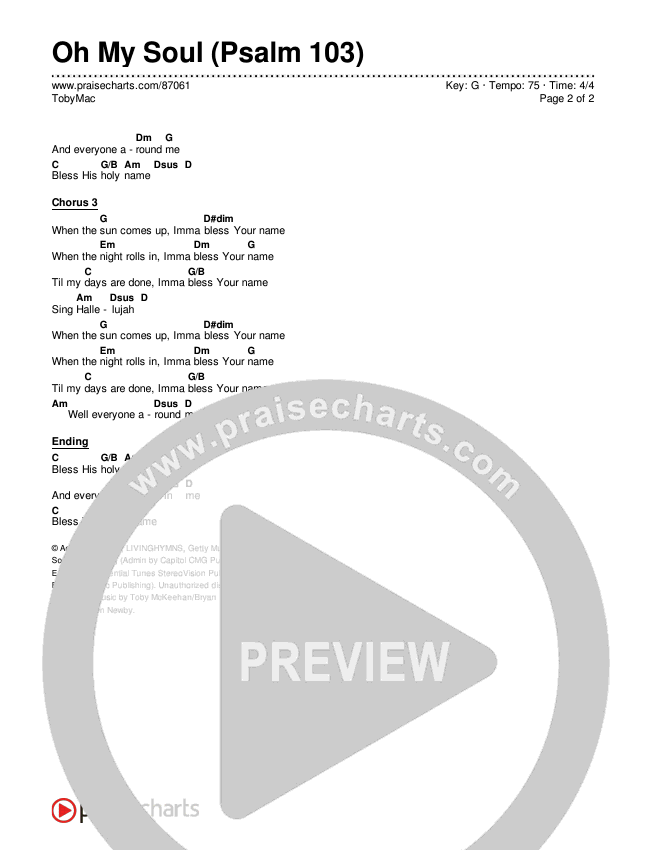Oh My Soul (Psalm 103) Chords & Lyrics (TobyMac)