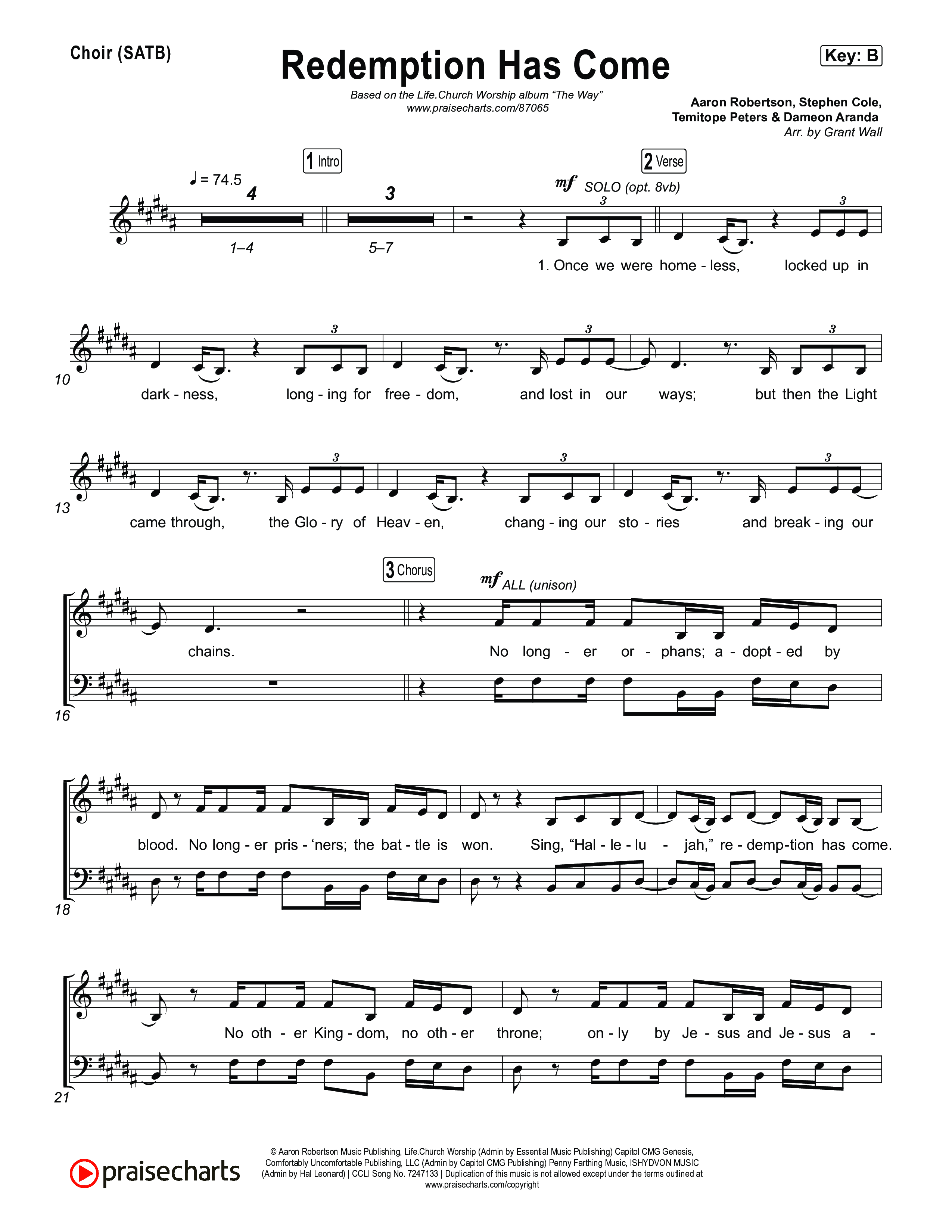 Redemption Has Come Choir Sheet (SATB) (Life.Church Worship)