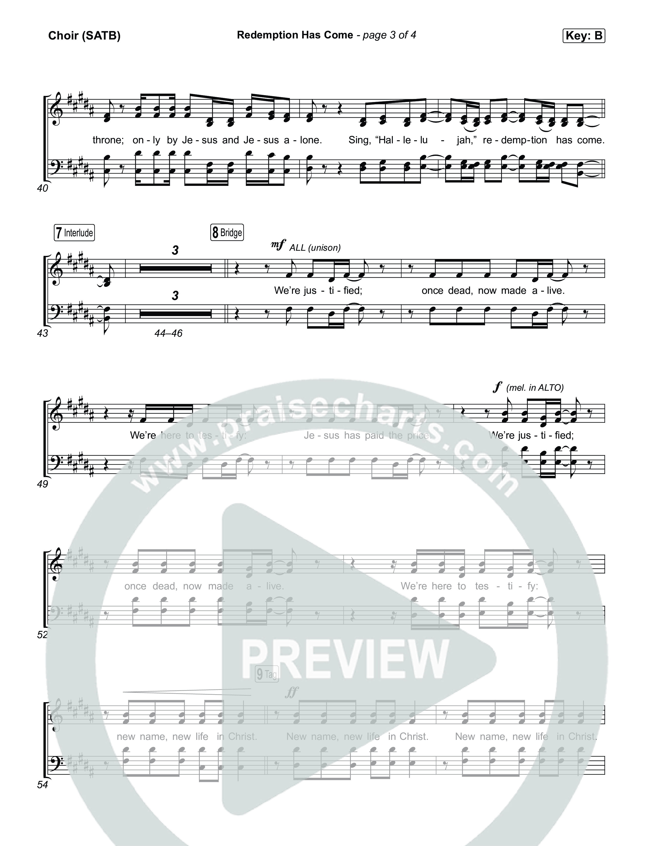 Redemption Has Come Choir Sheet (SATB) (Life.Church Worship)