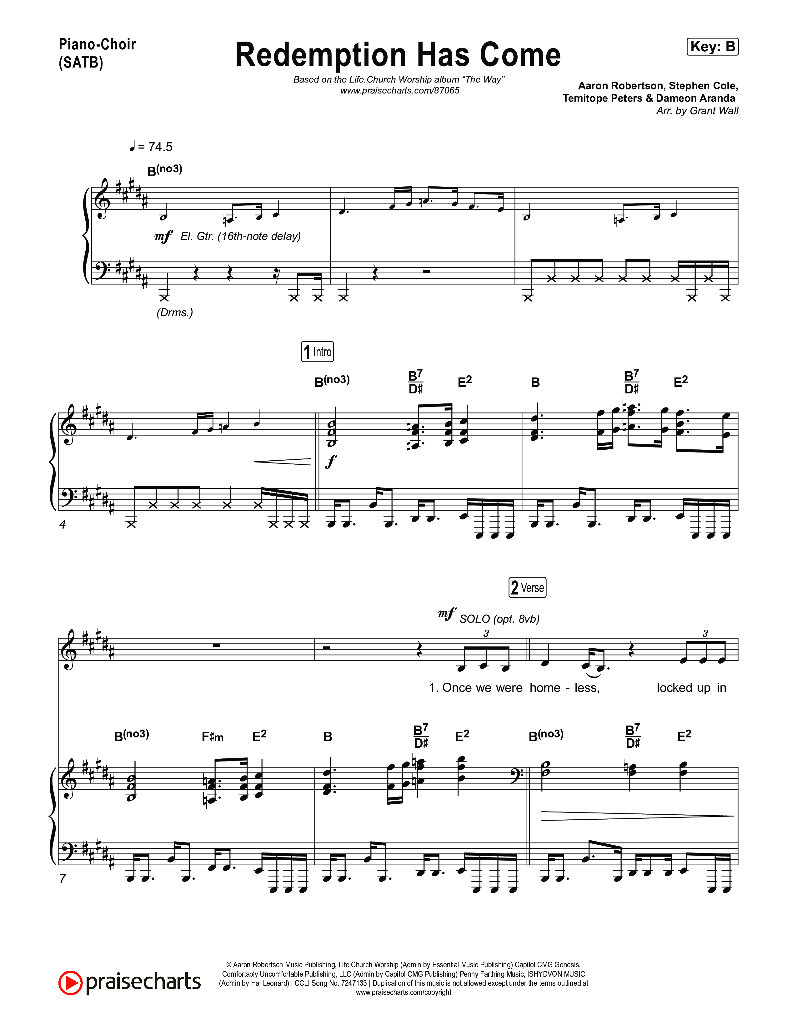 Redemption Has Come Piano/Vocal (SATB) (Life.Church Worship)