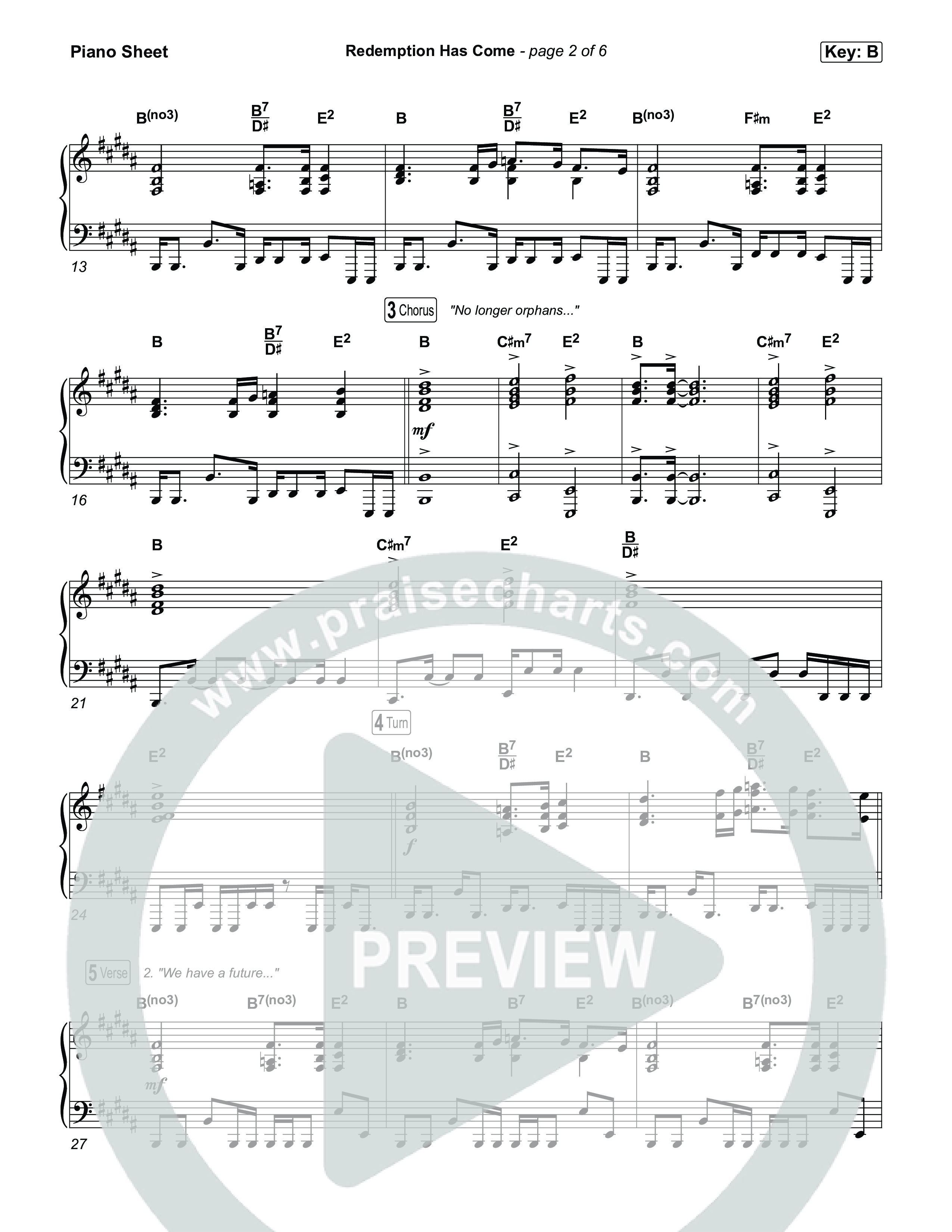 Redemption Has Come Piano Sheet (Life.Church Worship)
