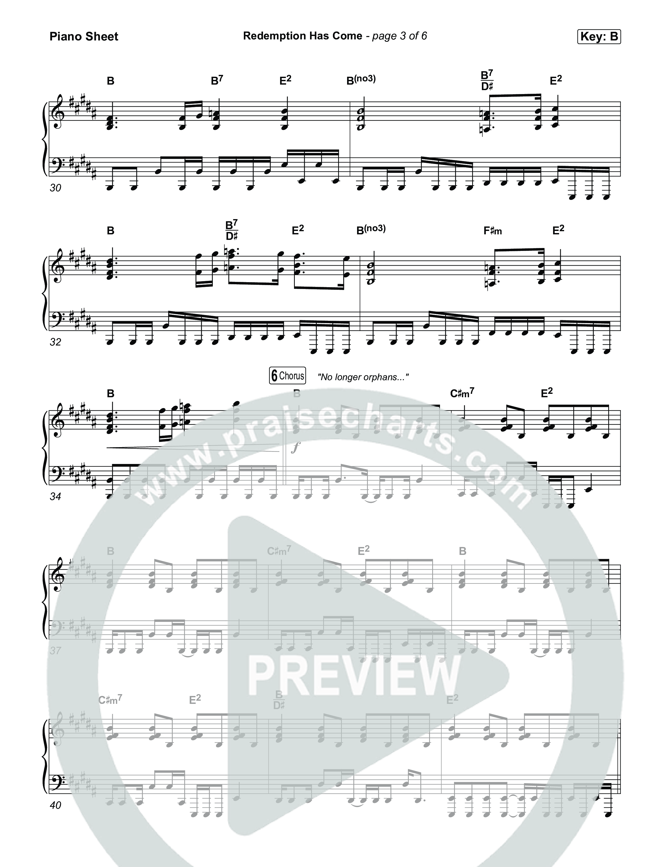 Redemption Has Come Piano Sheet (Life.Church Worship)