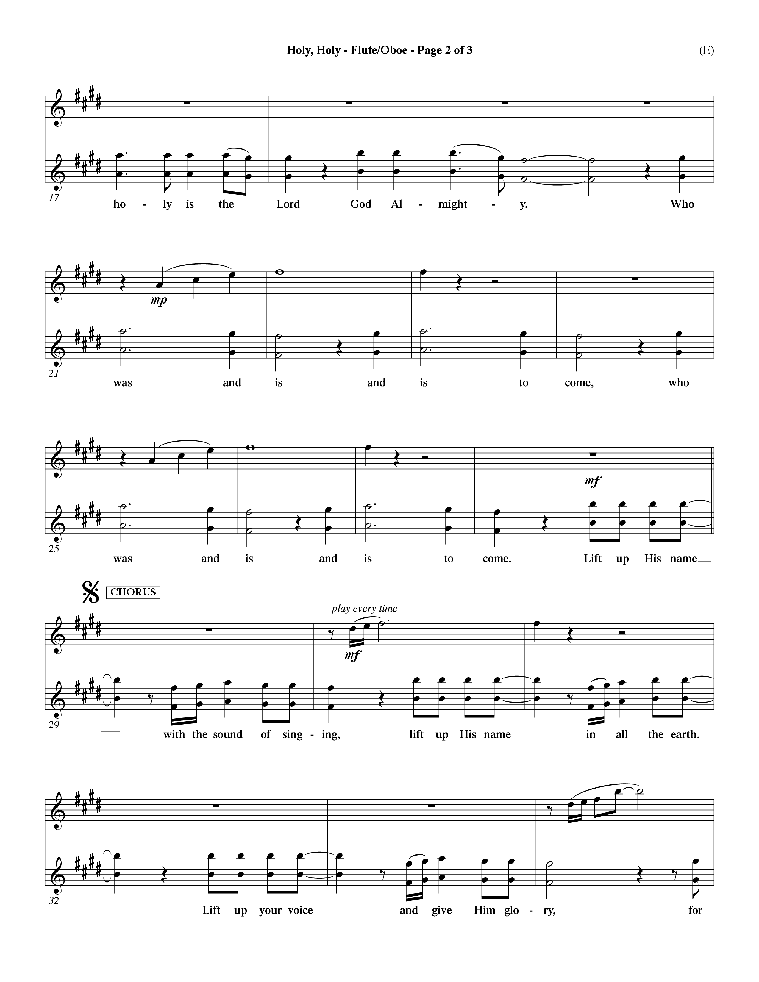 Holy Holy (Choral Anthem SATB) Flute/Oboe (Word Music Choral / Arr. Dave Williamson)