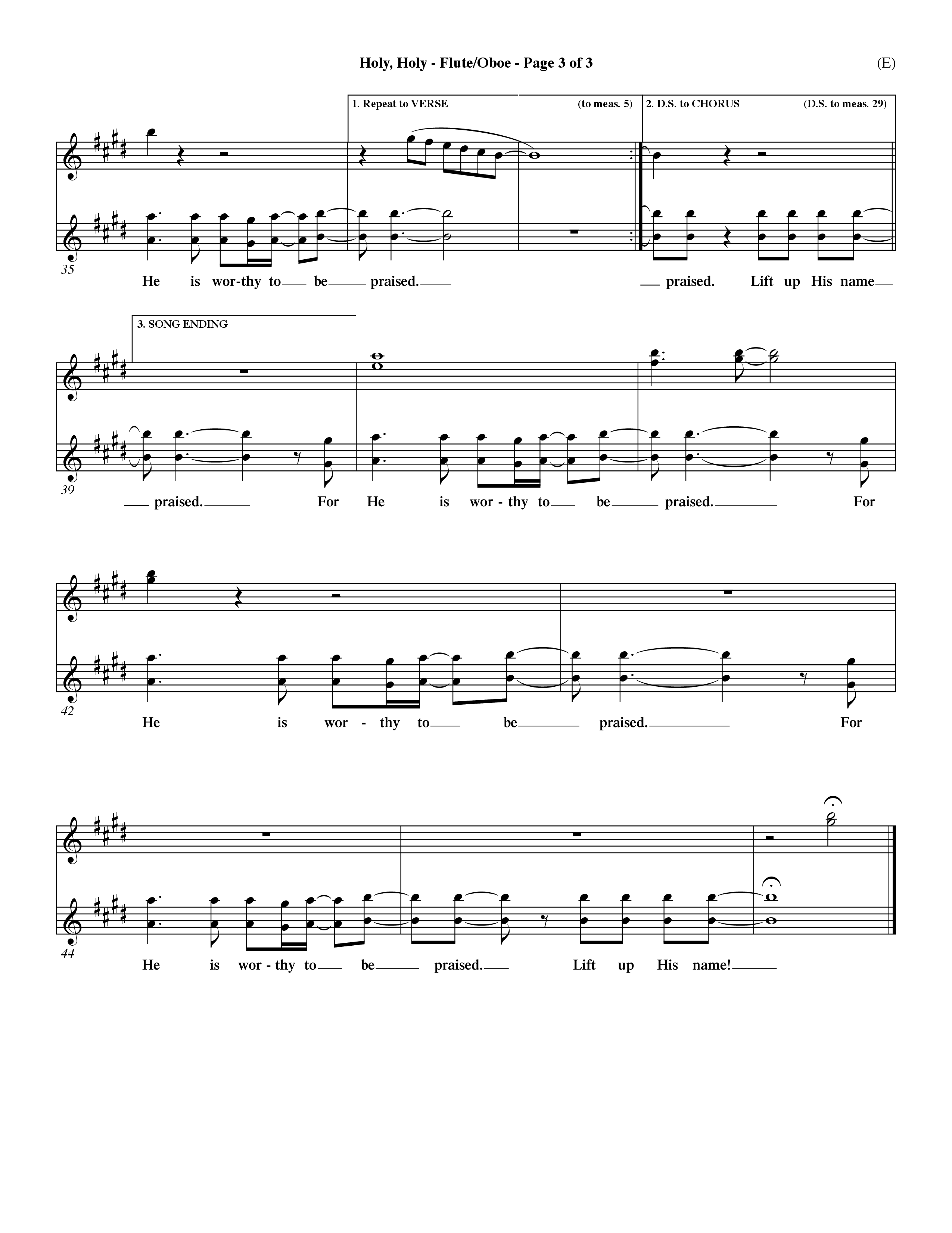 Holy Holy (Choral Anthem SATB) Flute/Oboe (Word Music Choral / Arr. Dave Williamson)