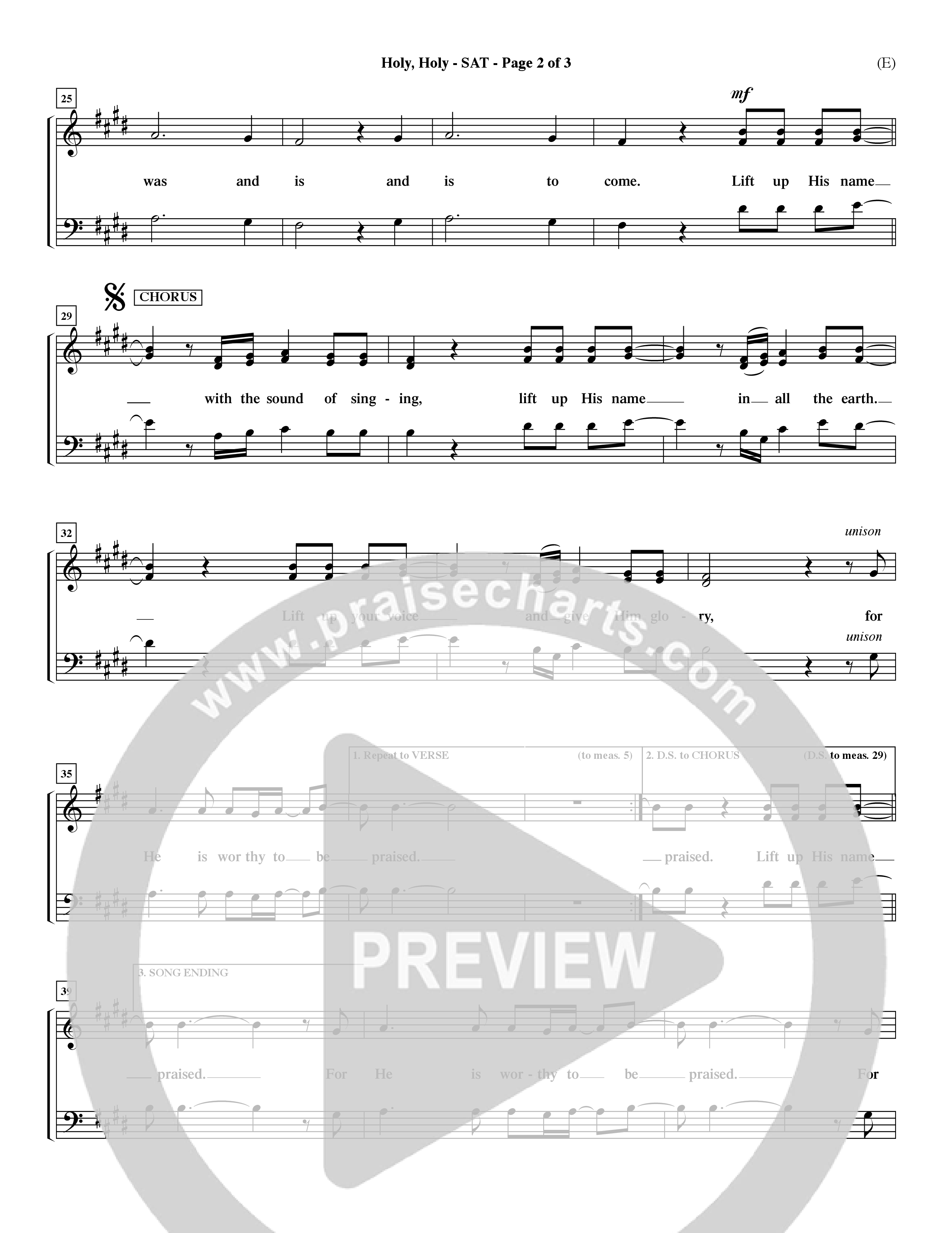 Holy Holy (Choral Anthem SATB) Lead Sheet (SAT) (Word Music Choral / Arr. Dave Williamson)