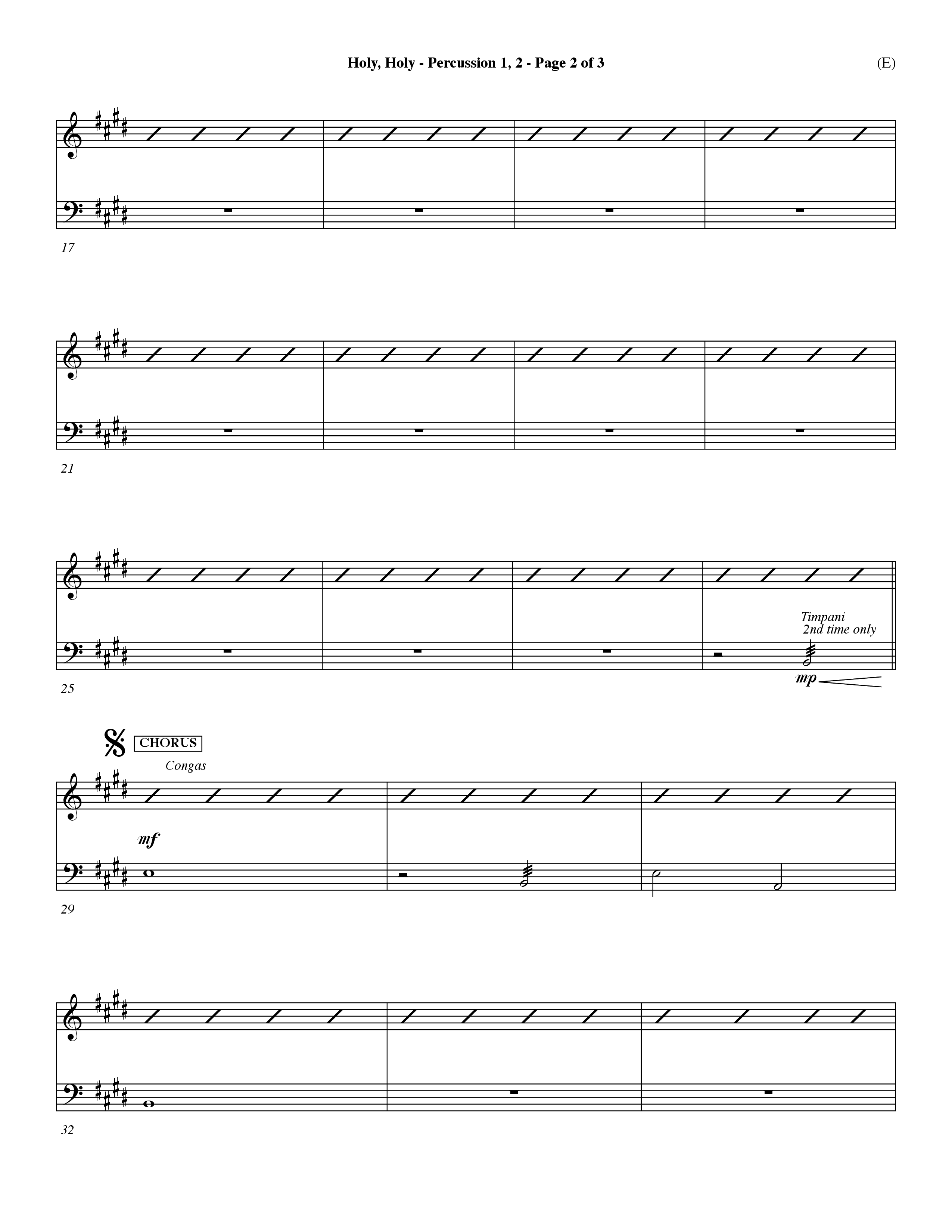 Holy Holy (Choral Anthem SATB) Percussion 1/2 (Word Music Choral / Arr. Dave Williamson)