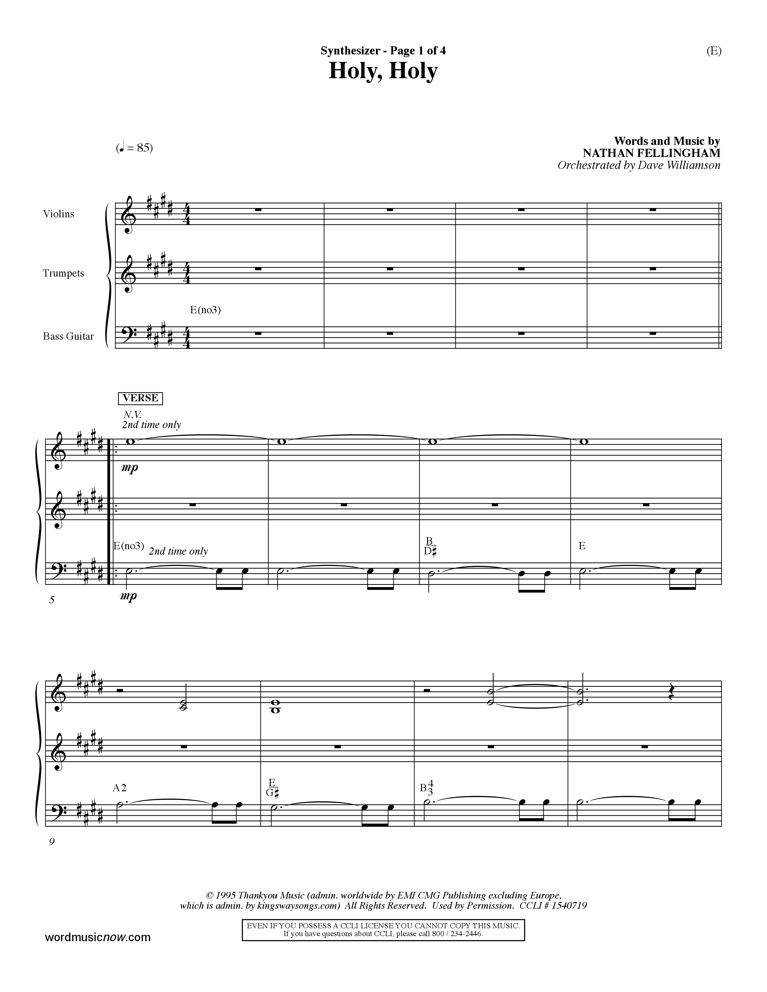 Holy Holy (Choral Anthem SATB) Synth (Word Music Choral / Arr. Dave Williamson)