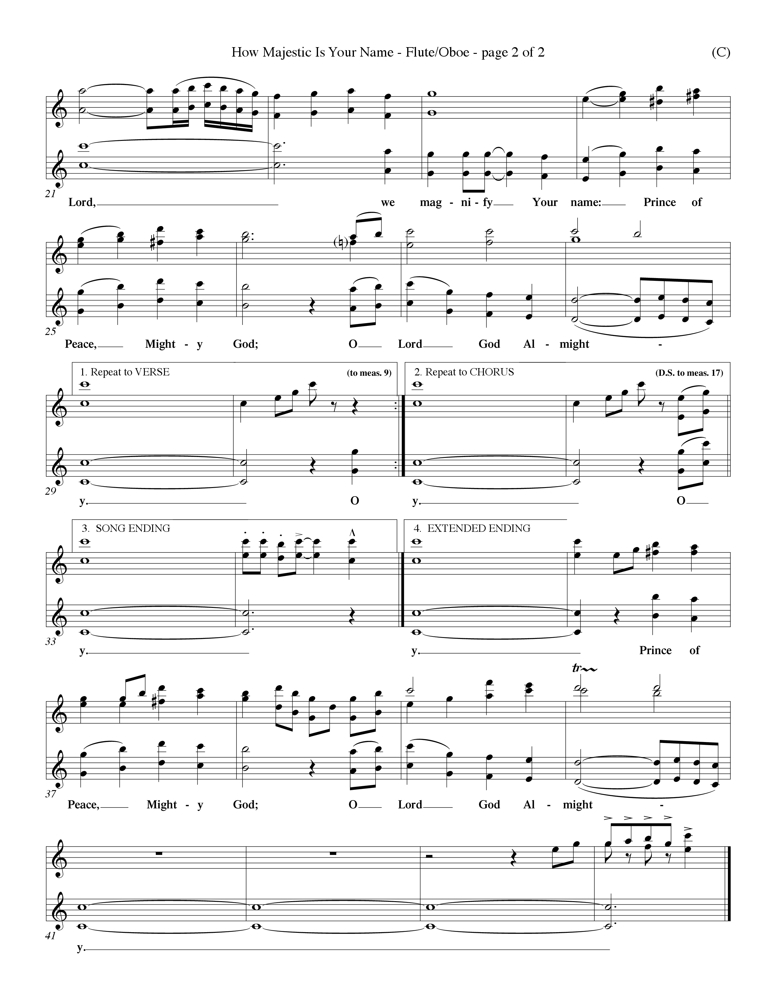 How Majestic Is Your Name (Choral Anthem SATB) Flute/Oboe (Word Music Choral / Orch. Ron Blount / Orch. Wayne Yankie)