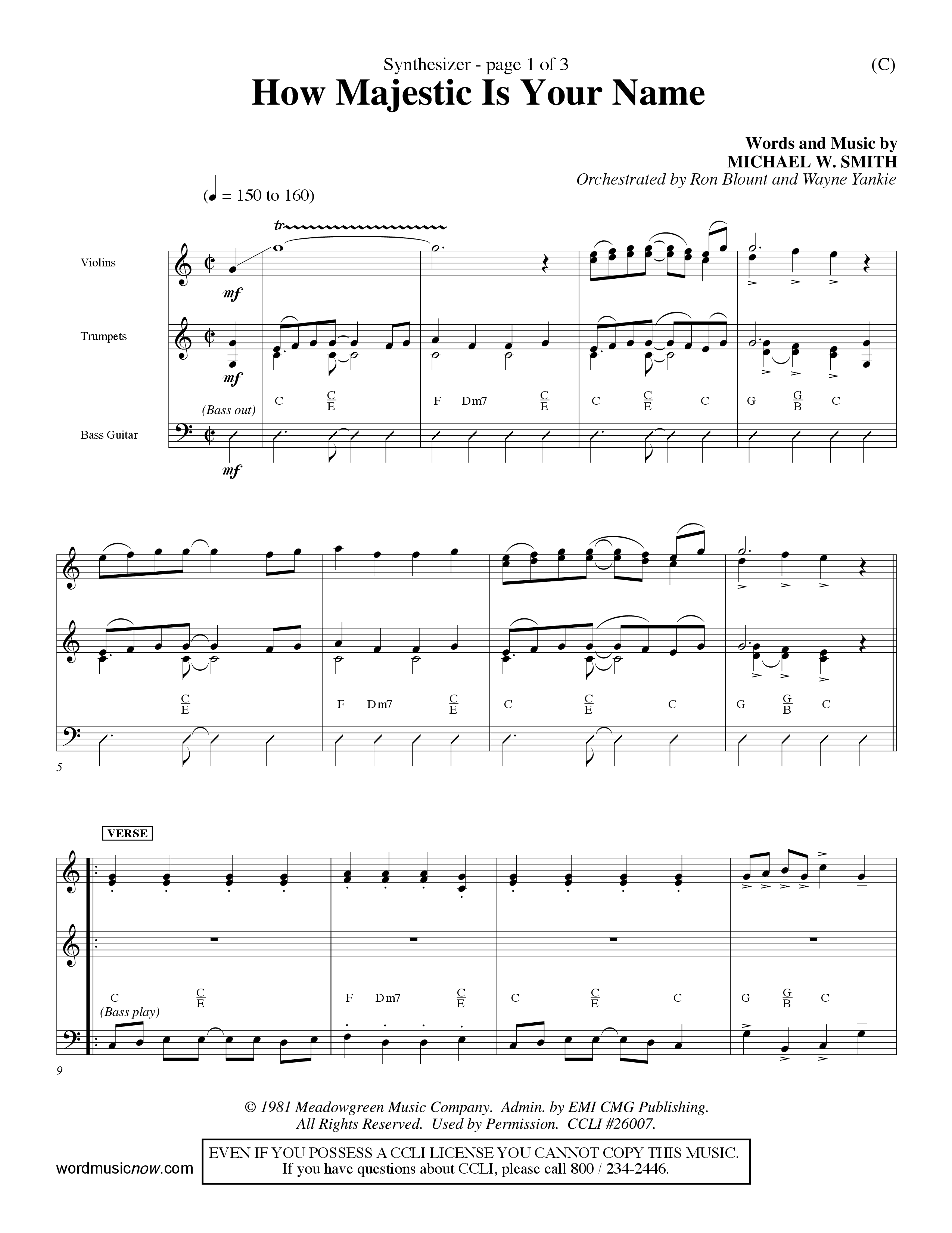 How Majestic Is Your Name (Choral Anthem SATB) Synth (Word Music Choral / Orch. Ron Blount / Orch. Wayne Yankie)