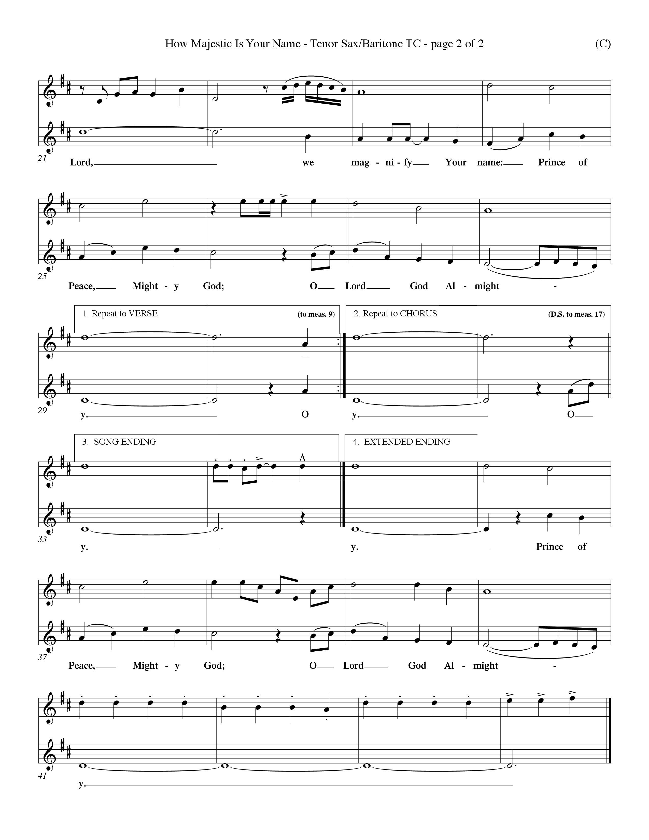 How Majestic Is Your Name (Choral Anthem SATB) Tenor Sax/Baritone T.C. (Word Music Choral / Orch. Ron Blount / Orch. Wayne Yankie)