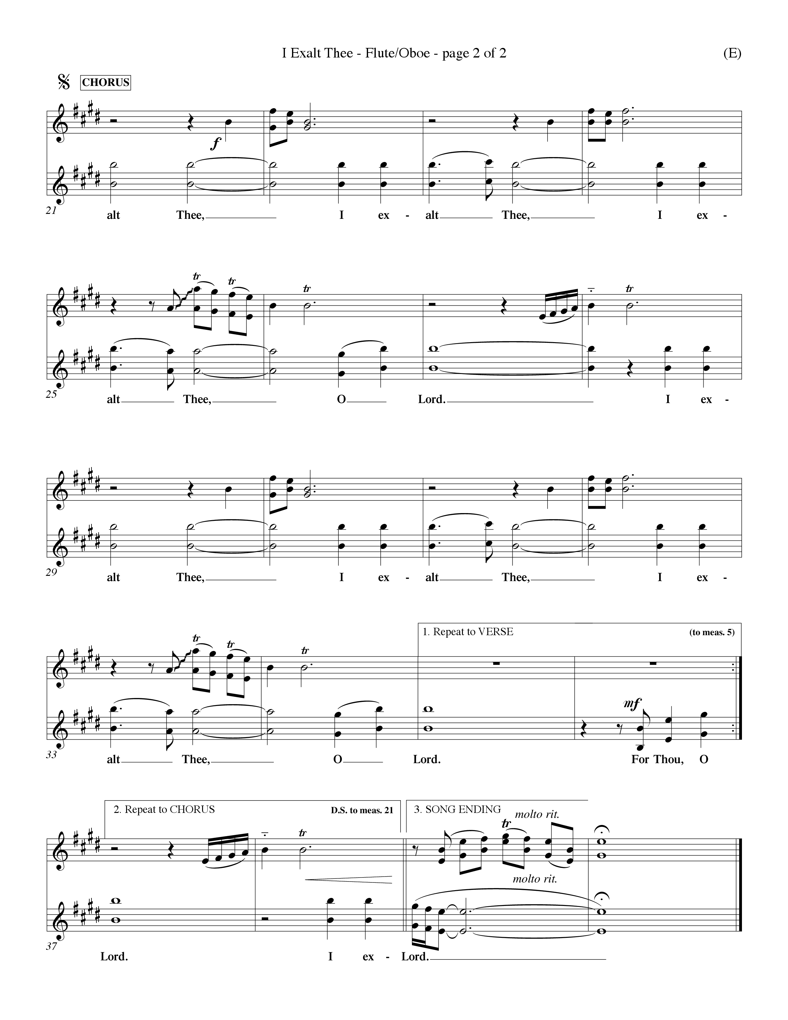 I Exalt Thee (Choral Anthem SATB) Flute/Oboe (Word Music Choral / Orch. Billy Payne)