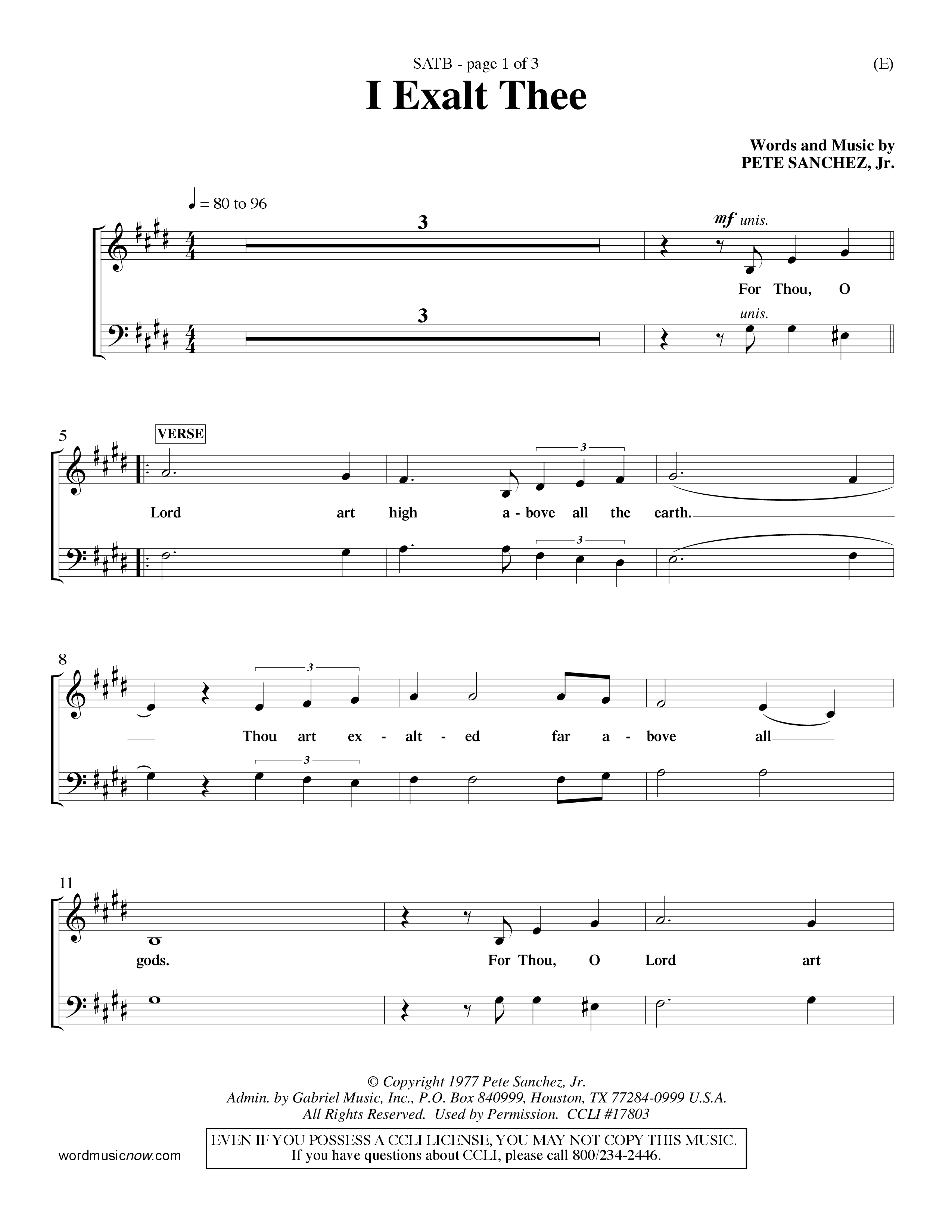 I Exalt Thee (Choral Anthem SATB) Keyboard/Vocal (SATB) (Word Music Choral / Orch. Billy Payne)