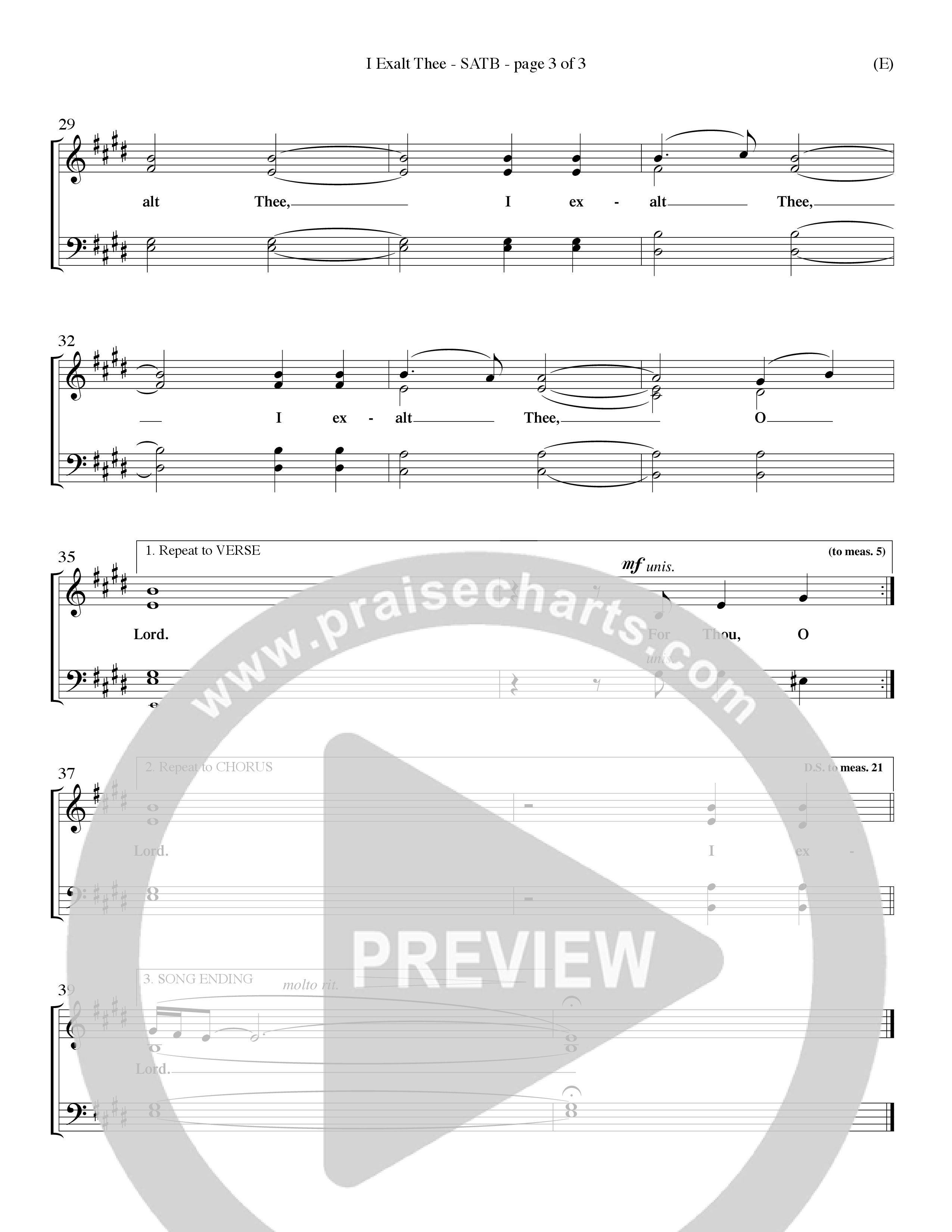 I Exalt Thee (Choral Anthem SATB) Keyboard/Vocal (SATB) (Word Music Choral / Orch. Billy Payne)