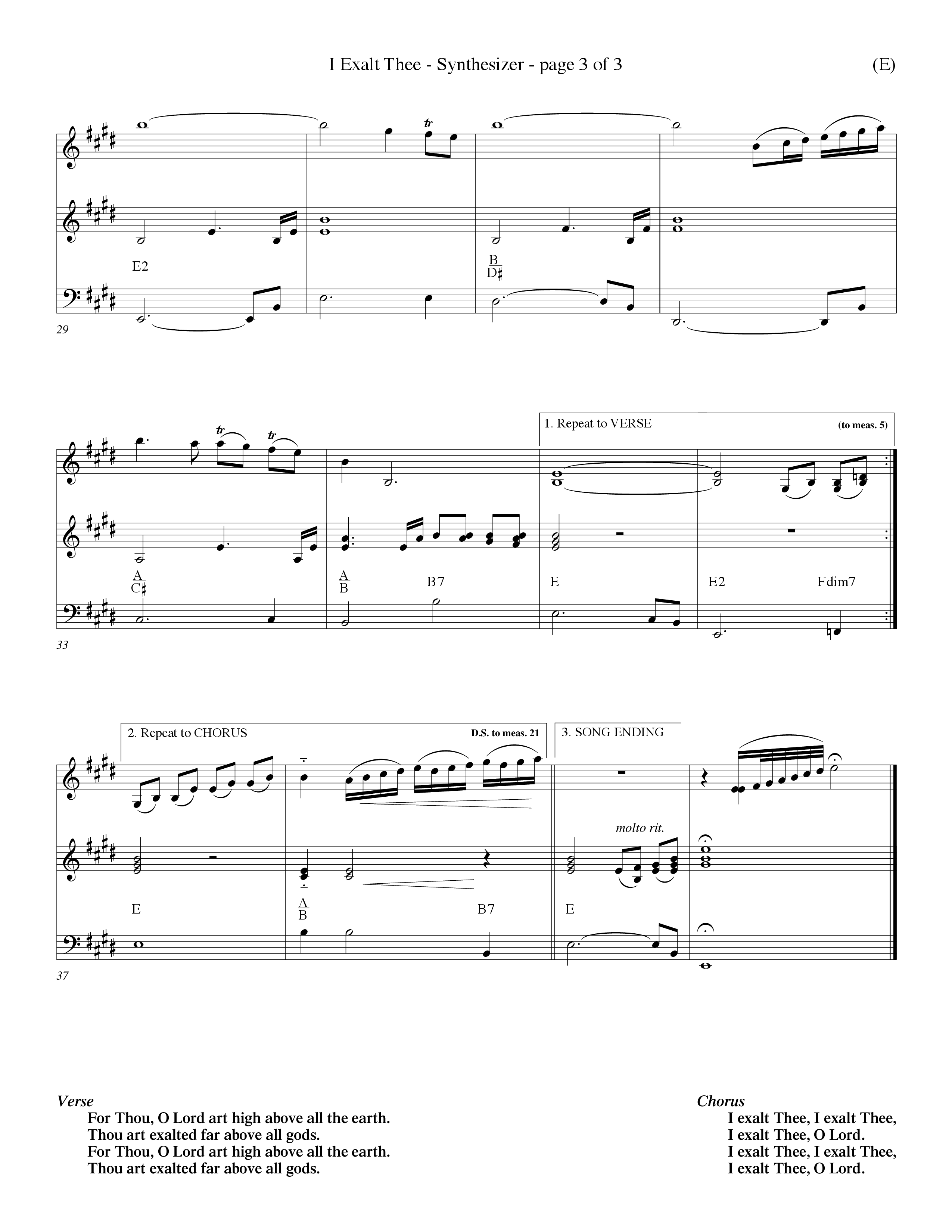 I Exalt Thee (Choral Anthem SATB) Synth (Word Music Choral / Orch. Billy Payne)