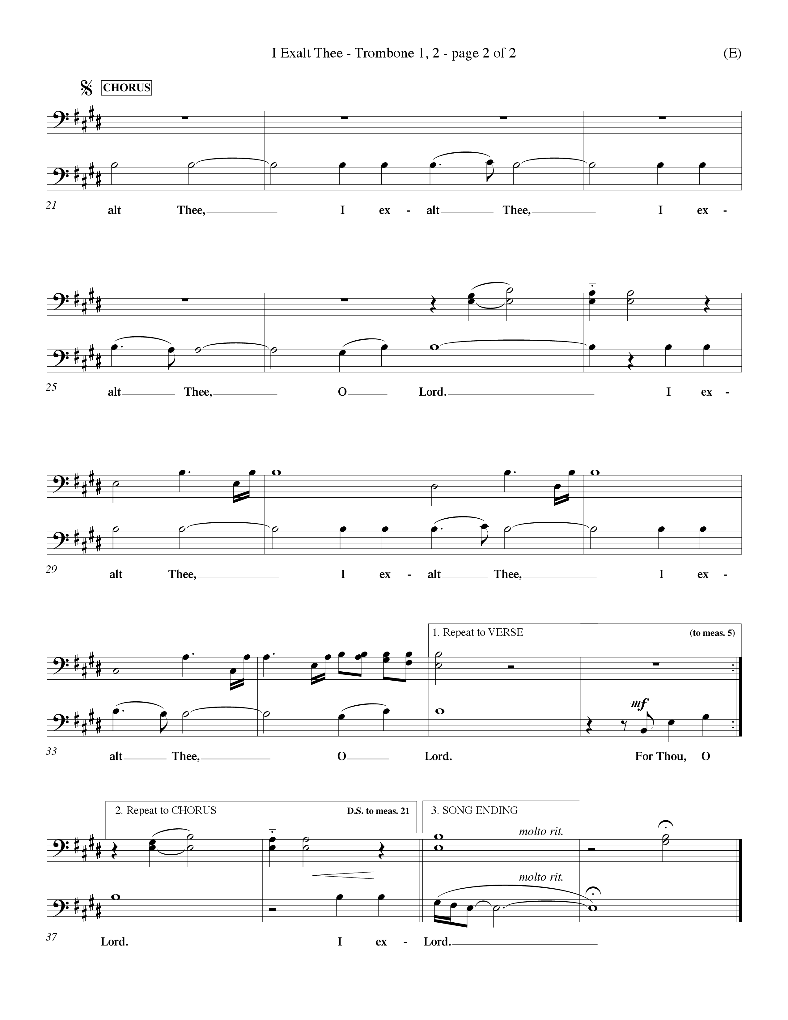 I Exalt Thee (Choral Anthem SATB) Trombone 1/2 (Word Music Choral / Orch. Billy Payne)