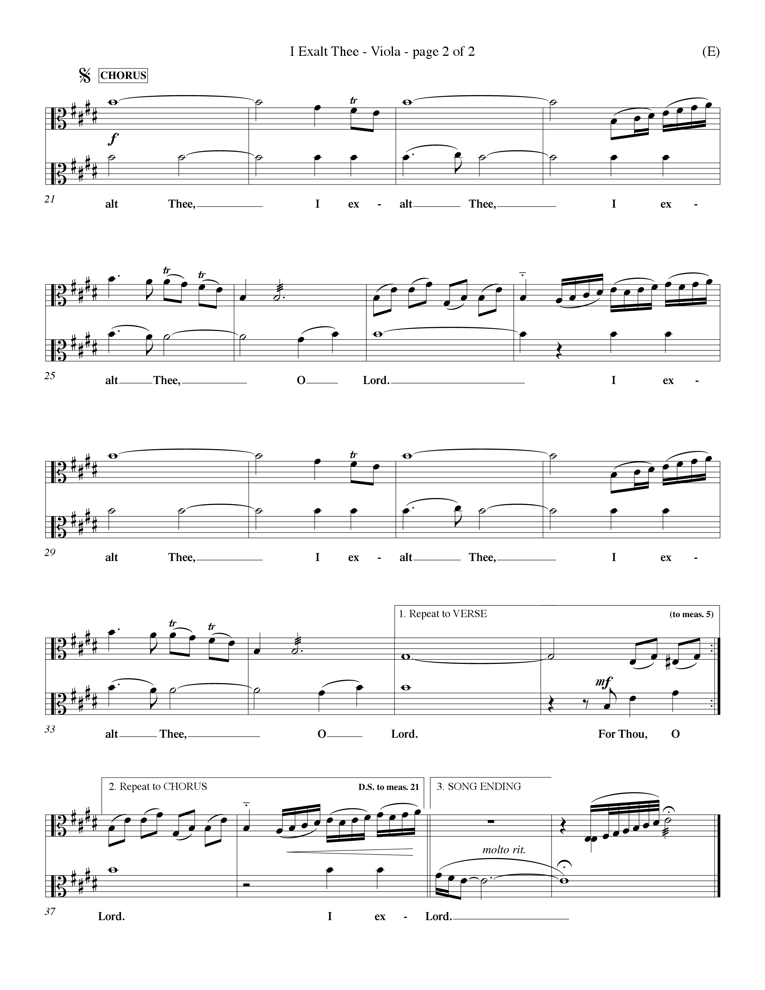 I Exalt Thee (Choral Anthem SATB) Viola (Word Music Choral / Orch. Billy Payne)