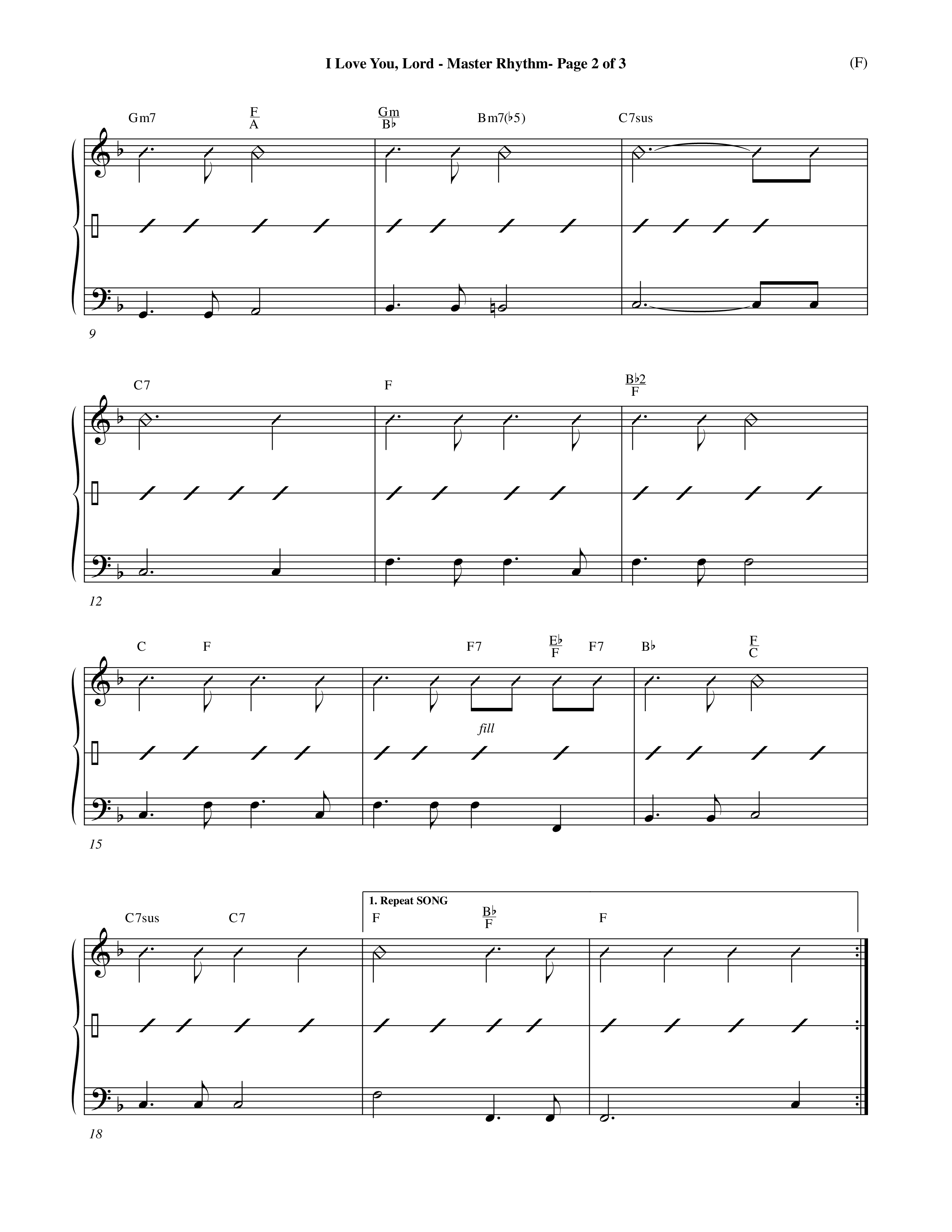 I Love You Lord (Choral Anthem SATB) Rhythm Chart (Word Music Choral / Orch. Douglas Holck / Orch. Andrew High)