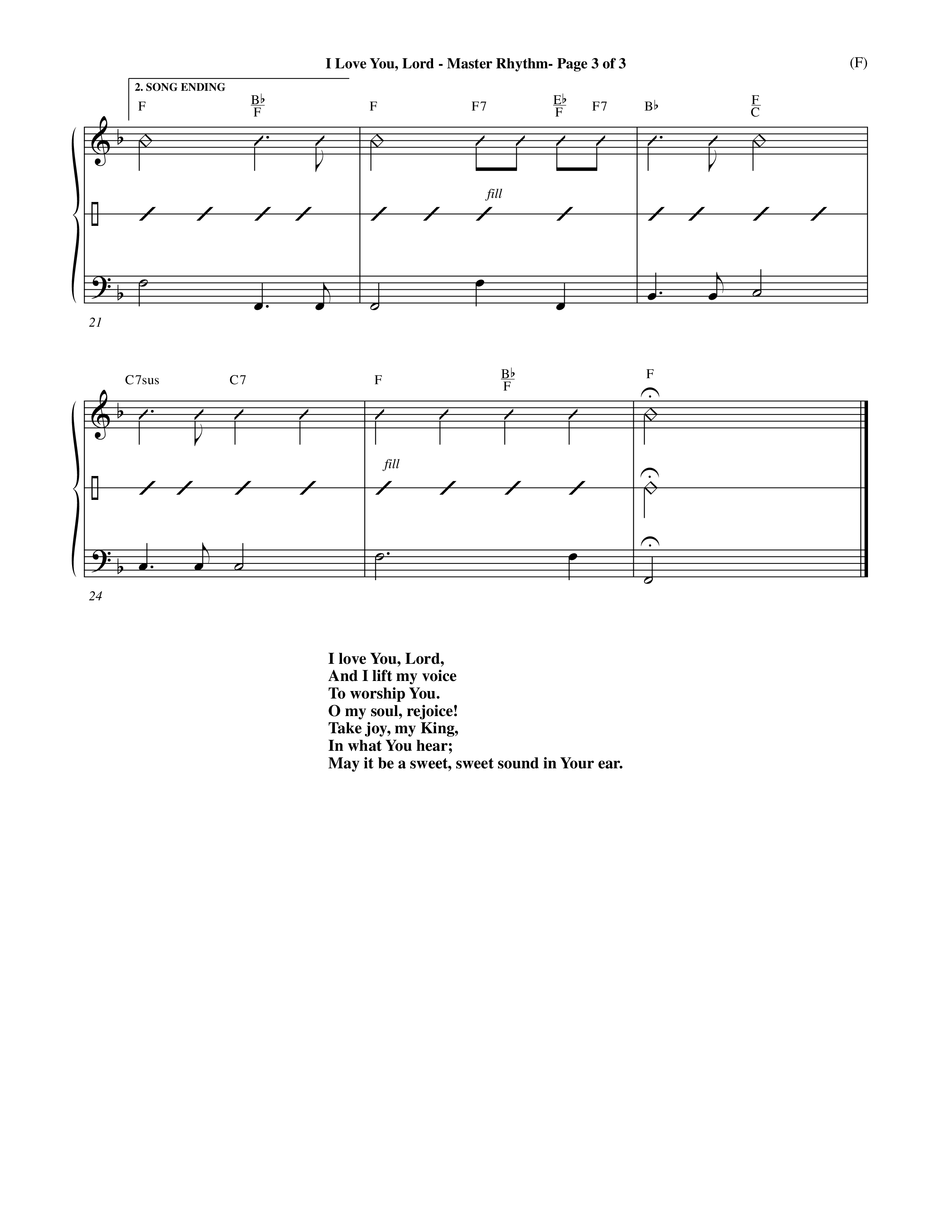 I Love You Lord (Choral Anthem SATB) Rhythm Chart (Word Music Choral / Orch. Douglas Holck / Orch. Andrew High)
