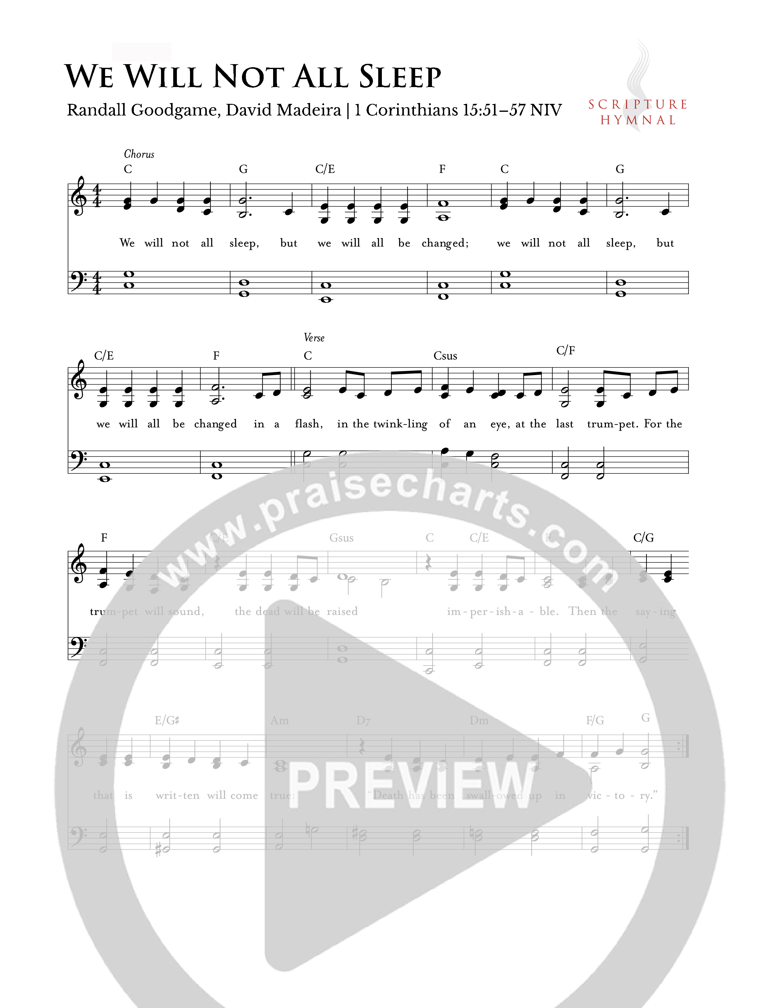 We Will Not All Sleep Lead Sheet Melody (Scripture Hymnal)