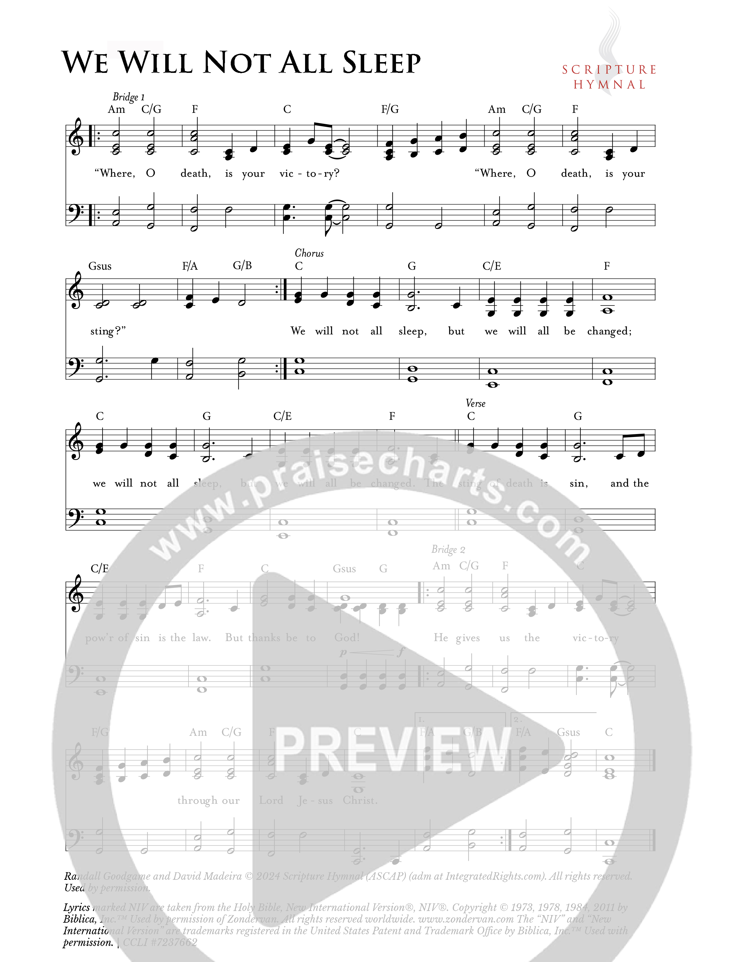 We Will Not All Sleep Lead Sheet Melody (Scripture Hymnal)