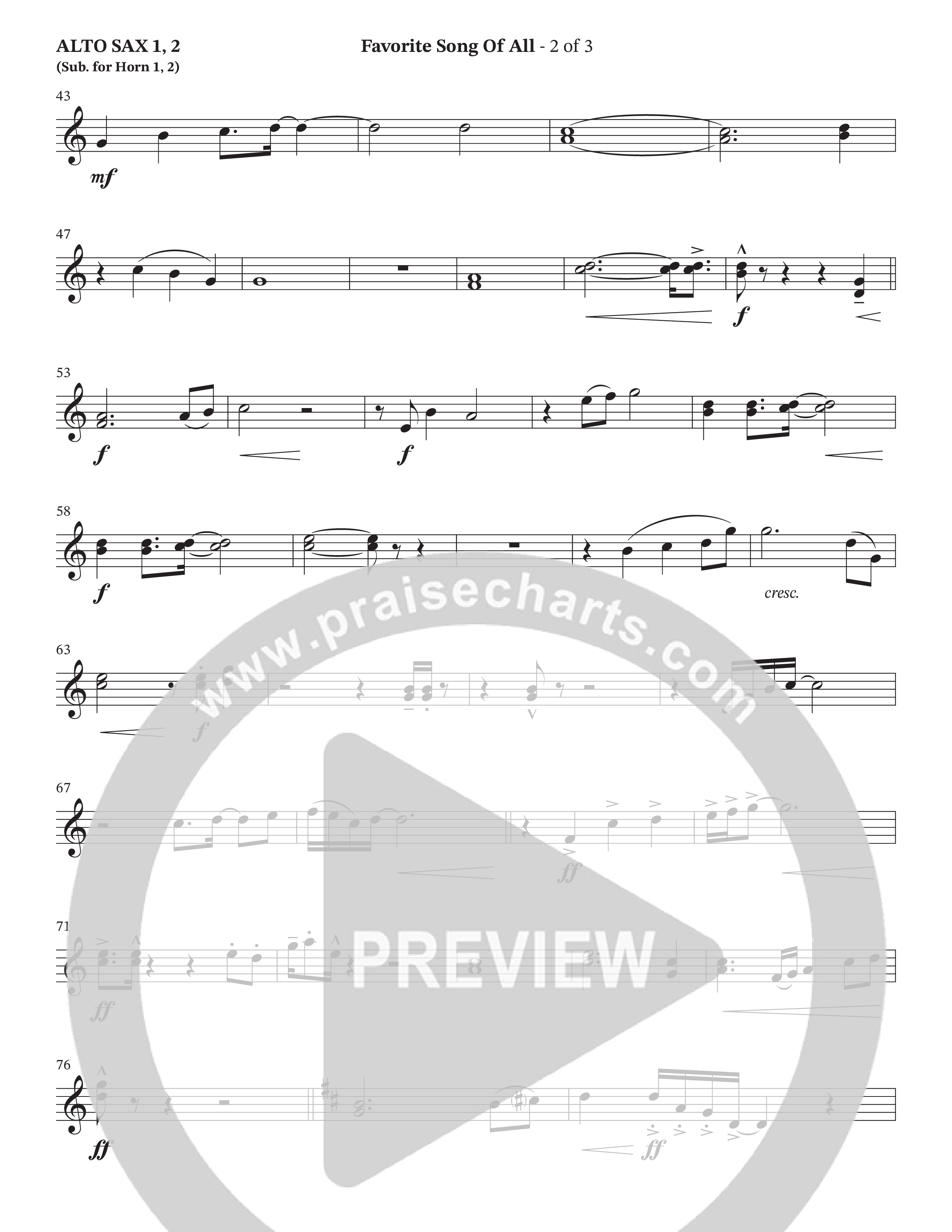 Favorite Song Of All (Choral Anthem SATB) Alto Sax 1/2 (The Brooklyn Tabernacle Choir / Arr. Carol Cymbala / Orch. David Hamilton)