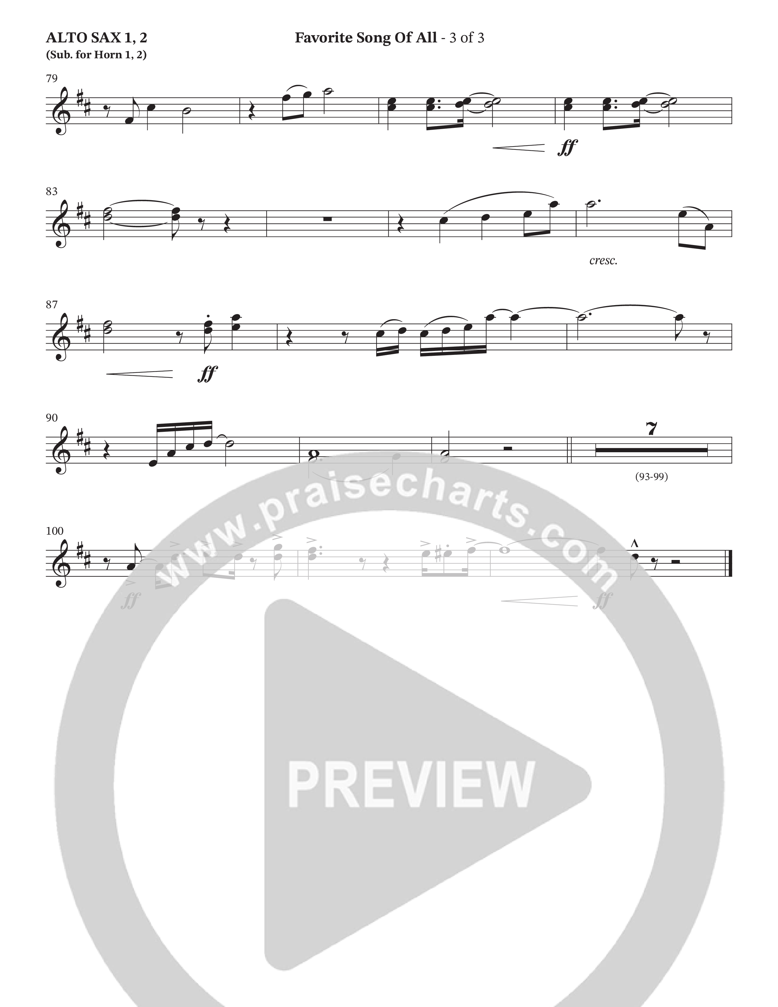 Favorite Song Of All (Choral Anthem SATB) Alto Sax 1/2 (The Brooklyn Tabernacle Choir / Arr. Carol Cymbala / Orch. David Hamilton)