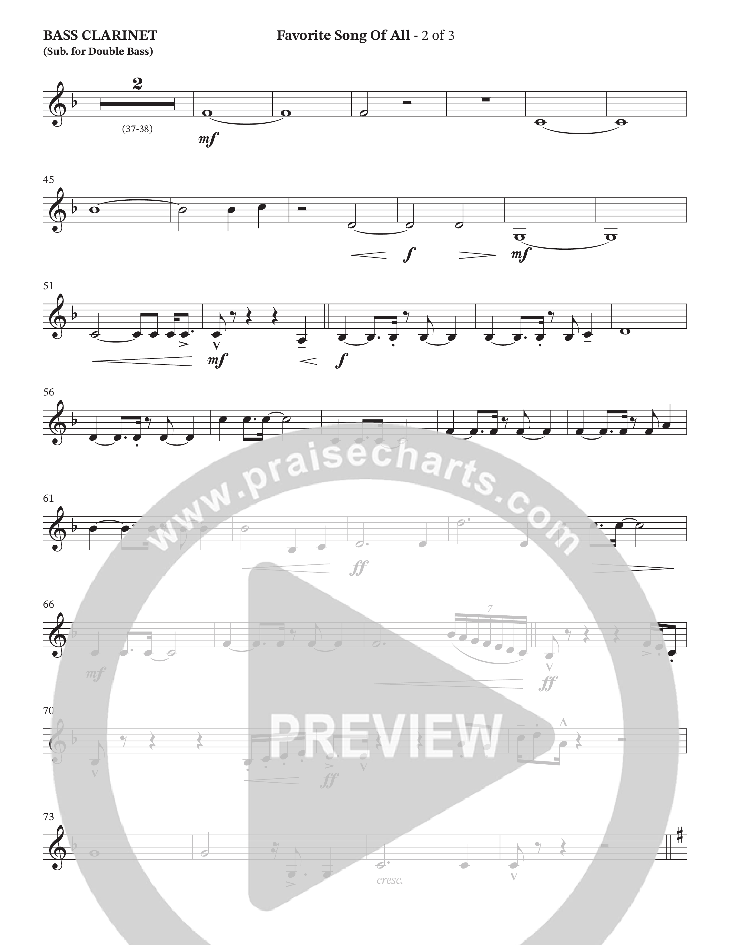 Favorite Song Of All (Choral Anthem SATB) Bass Clarinet (The Brooklyn Tabernacle Choir / Arr. Carol Cymbala / Orch. David Hamilton)