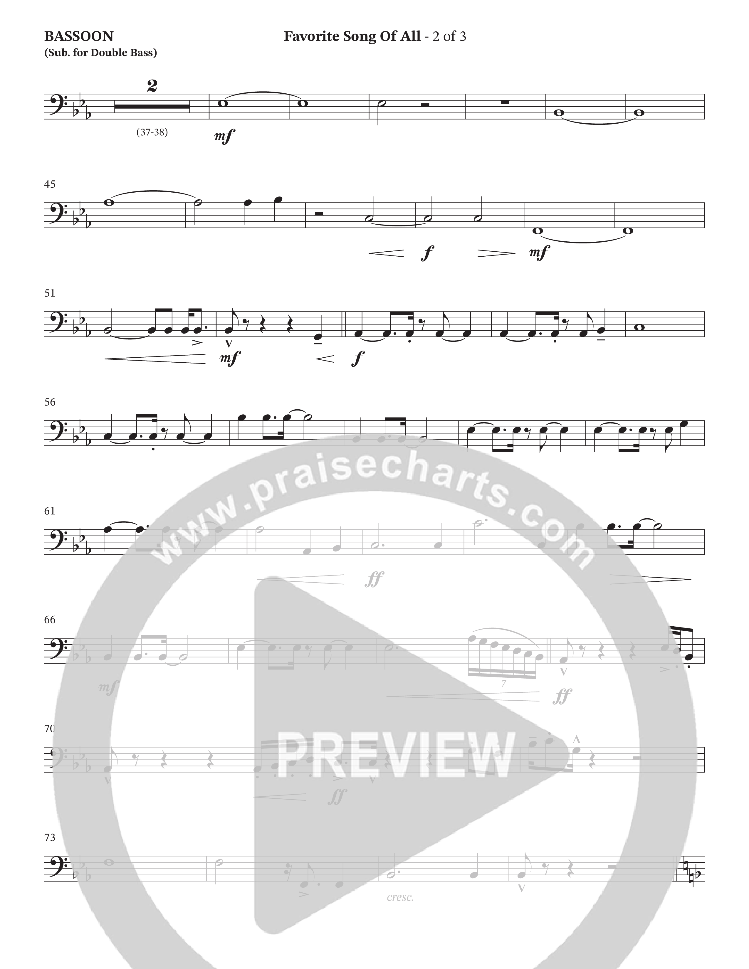 Favorite Song Of All (Choral Anthem SATB) Bassoon (The Brooklyn Tabernacle Choir / Arr. Carol Cymbala / Orch. David Hamilton)