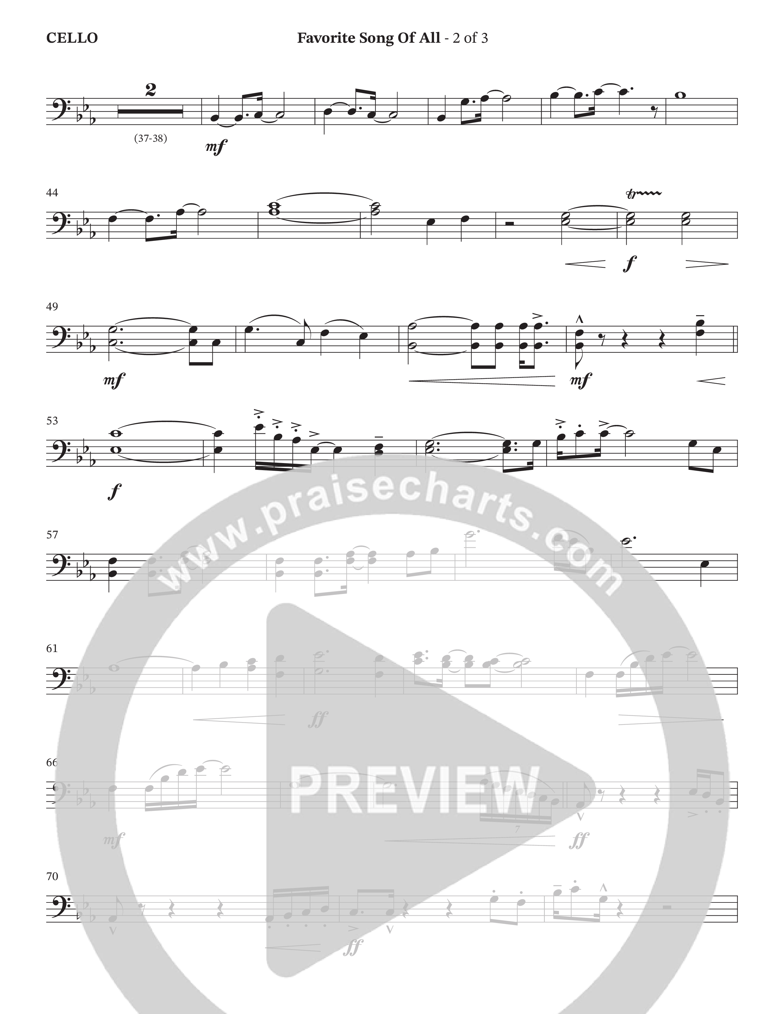 Favorite Song Of All (Choral Anthem SATB) Cello (The Brooklyn Tabernacle Choir / Arr. Carol Cymbala / Orch. David Hamilton)