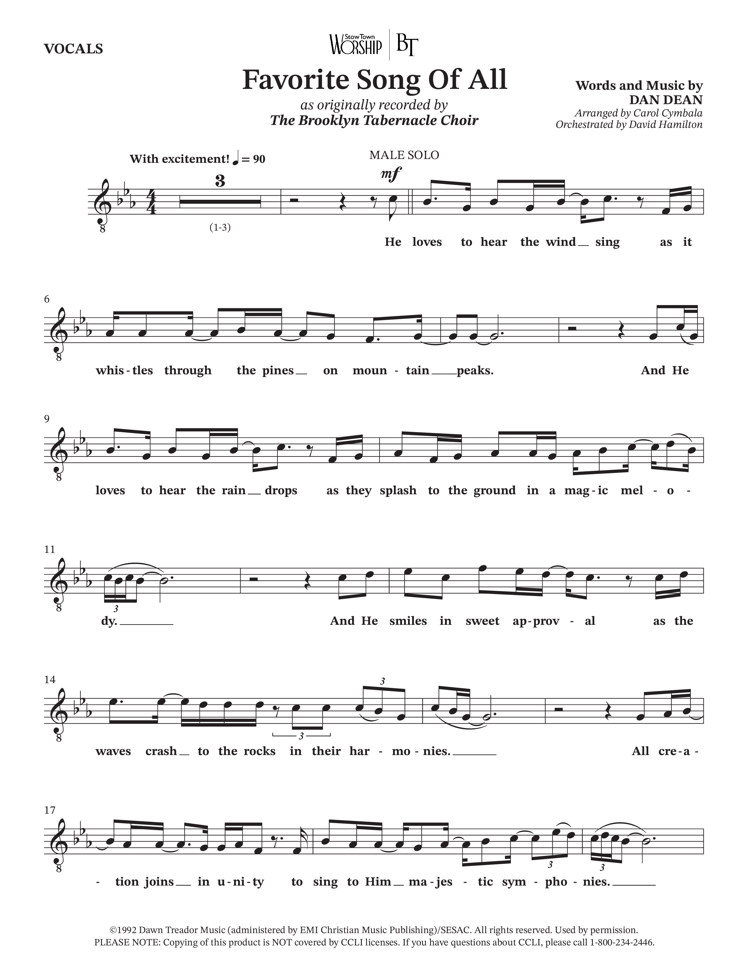 Favorite Song Of All (Choral Anthem SATB) Choir Sheet (SATB) (The Brooklyn Tabernacle Choir / Arr. Carol Cymbala / Orch. David Hamilton)