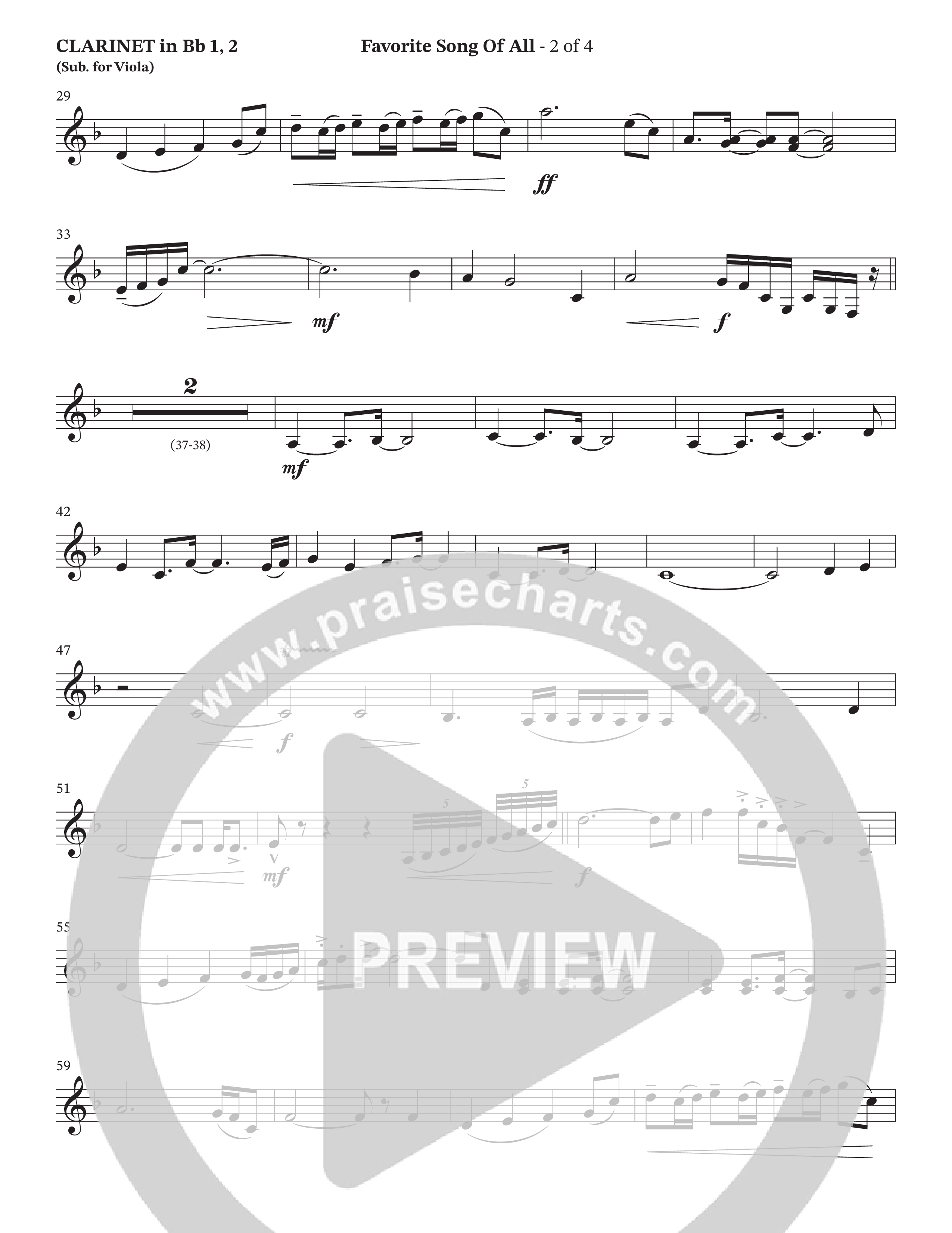 Favorite Song Of All (Choral Anthem SATB) Clarinet 1/2 (The Brooklyn Tabernacle Choir / Arr. Carol Cymbala / Orch. David Hamilton)