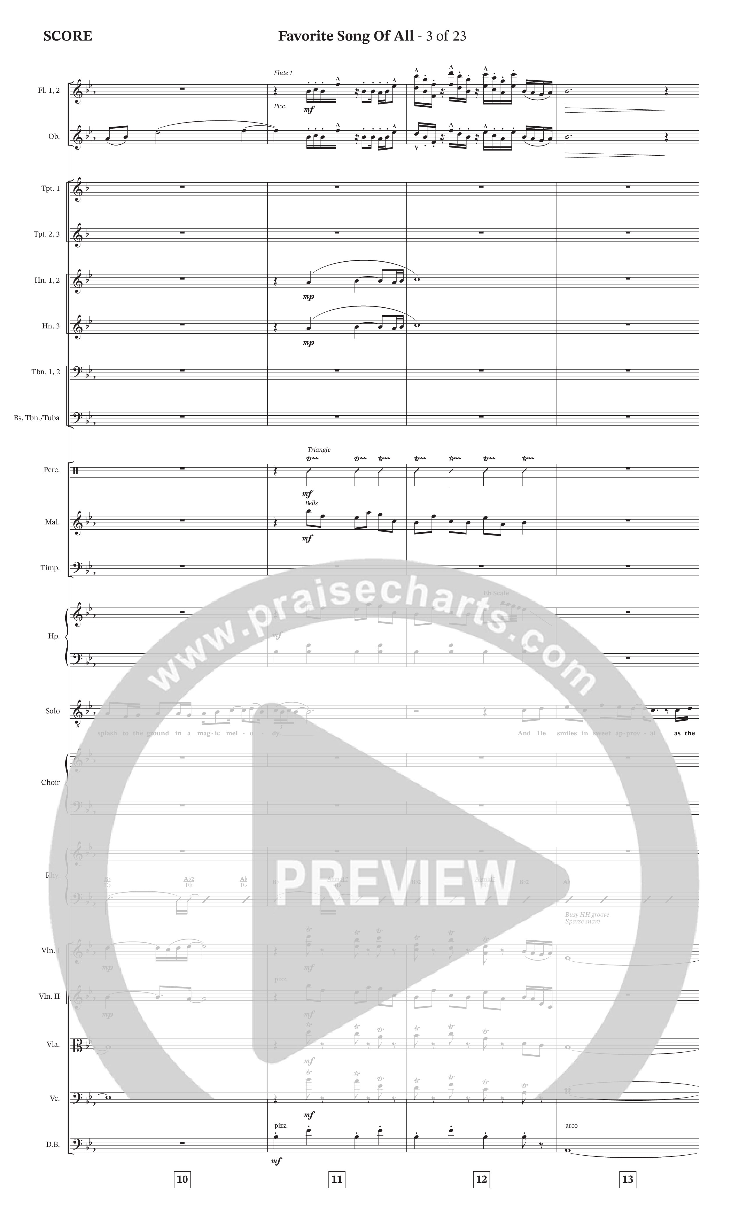 Favorite Song Of All (Choral Anthem SATB) Orchestration (The Brooklyn Tabernacle Choir / Arr. Carol Cymbala / Orch. David Hamilton)