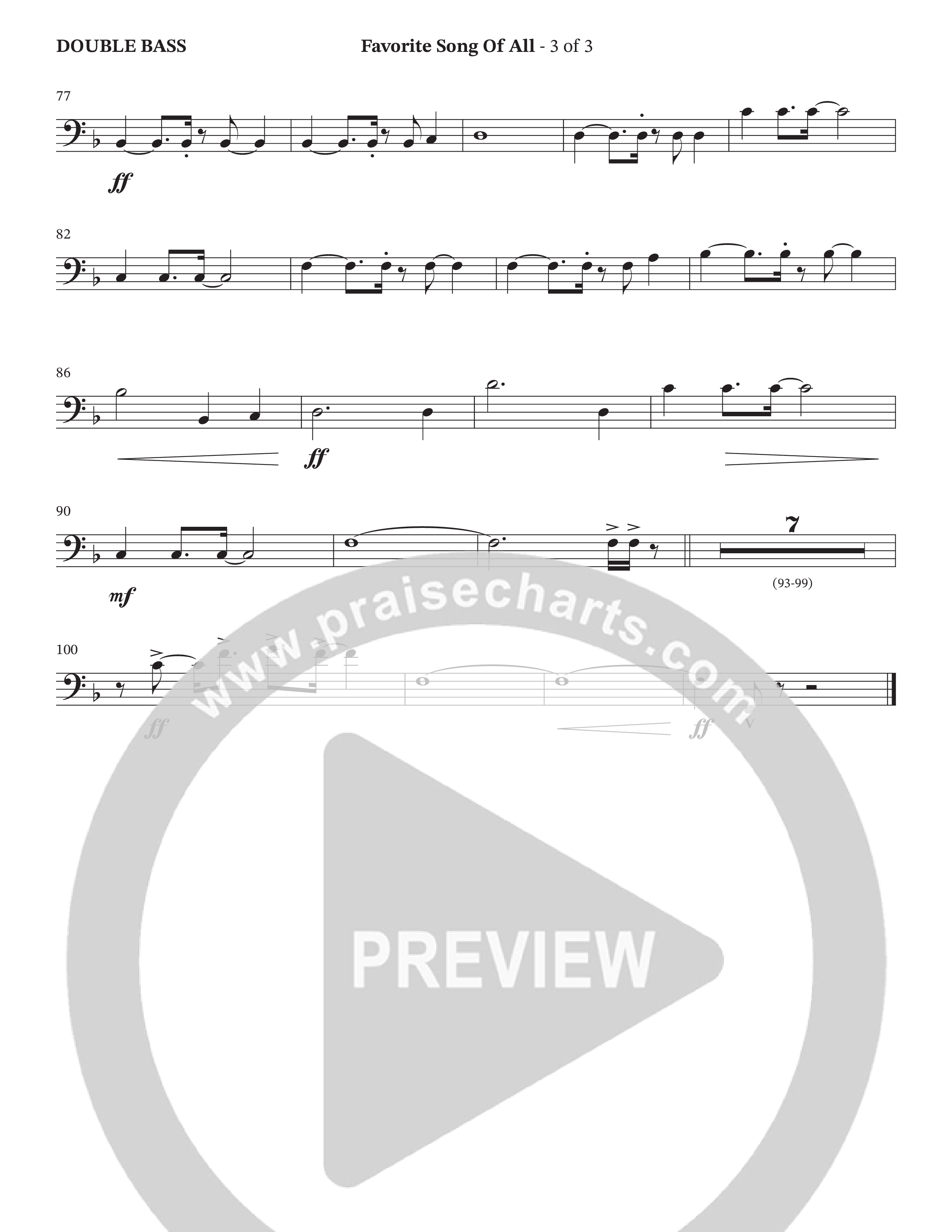 Favorite Song Of All (Choral Anthem SATB) Double Bass (The Brooklyn Tabernacle Choir / Arr. Carol Cymbala / Orch. David Hamilton)