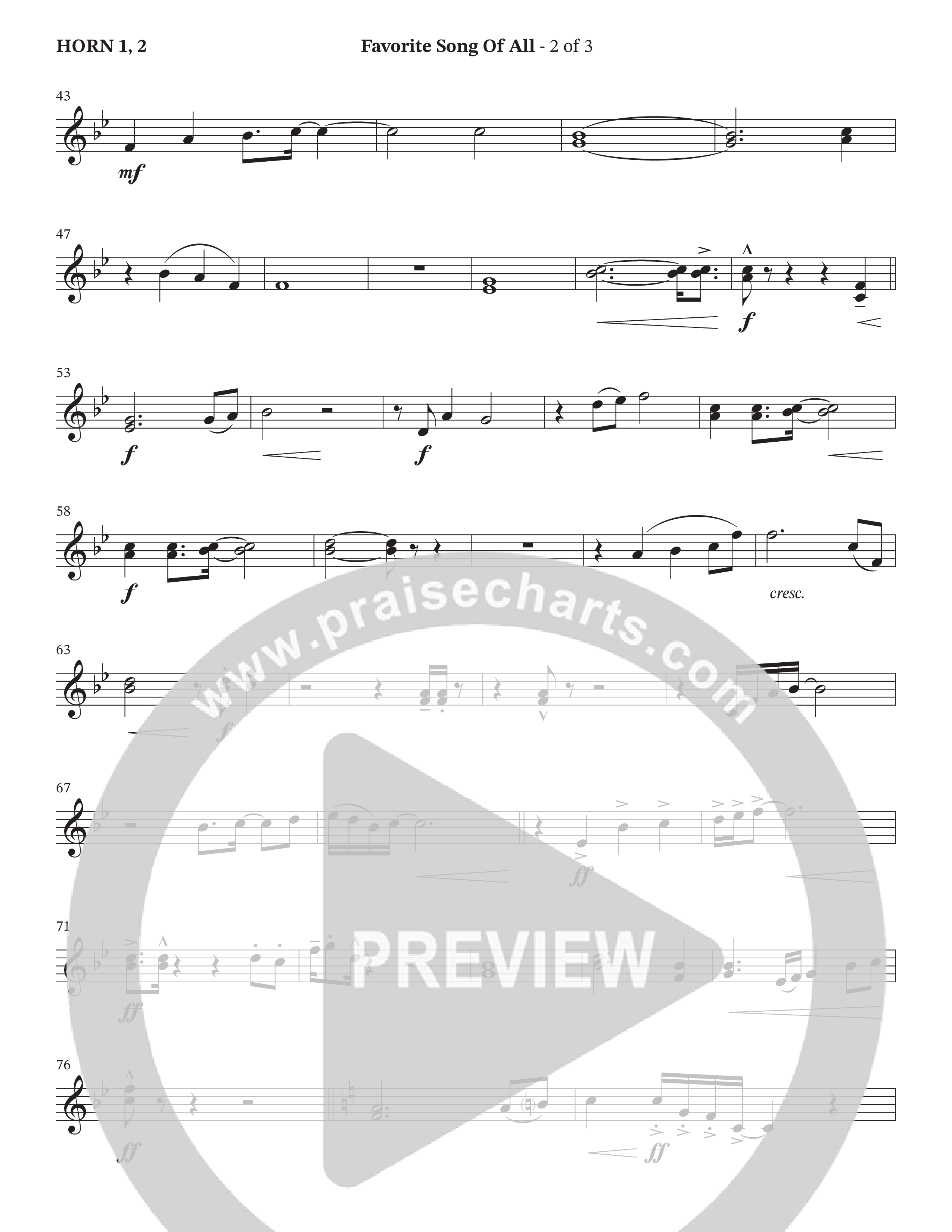 Favorite Song Of All (Choral Anthem SATB) French Horn 1/2 (The Brooklyn Tabernacle Choir / Arr. Carol Cymbala / Orch. David Hamilton)