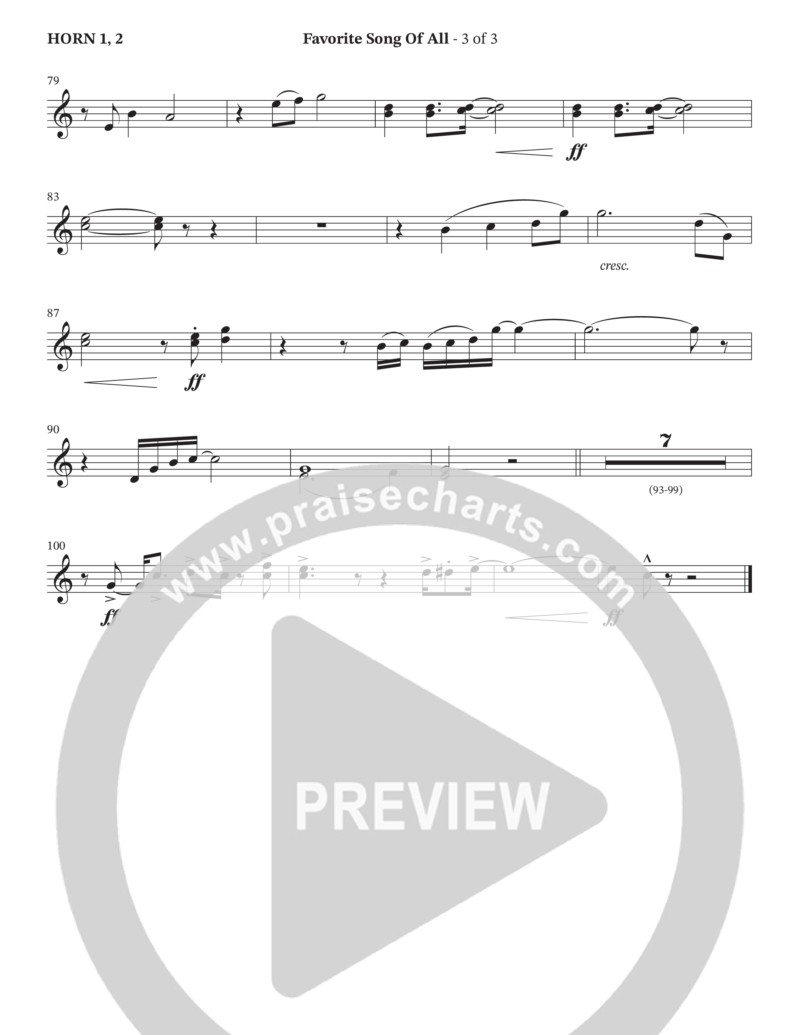Favorite Song Of All (Choral Anthem SATB) French Horn 1/2 (The Brooklyn Tabernacle Choir / Arr. Carol Cymbala / Orch. David Hamilton)