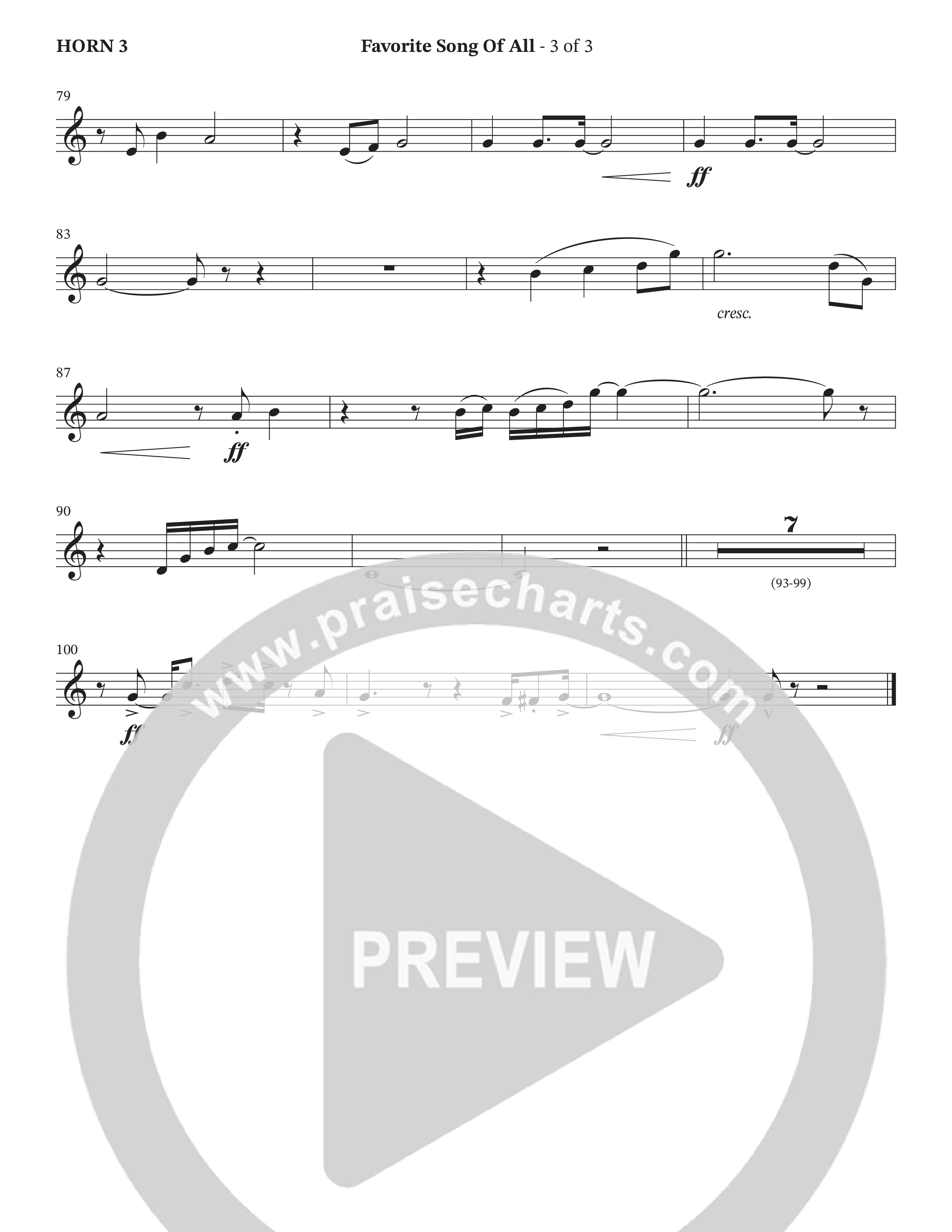 Favorite Song Of All (Choral Anthem SATB) French Horn 3 (The Brooklyn Tabernacle Choir / Arr. Carol Cymbala / Orch. David Hamilton)