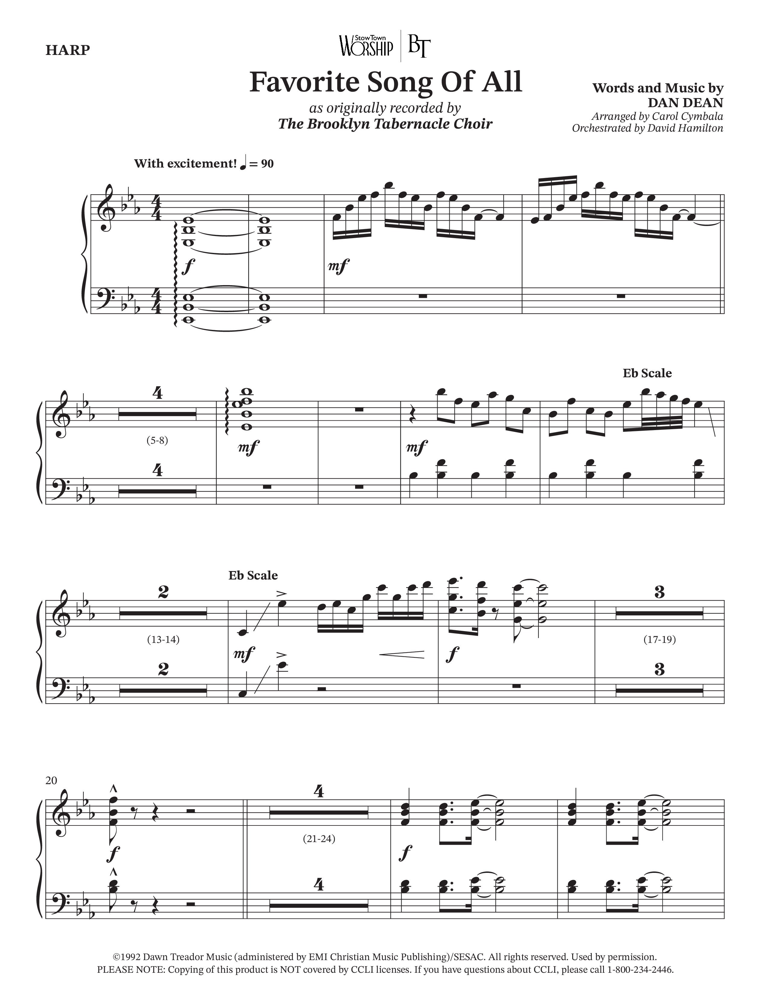 Favorite Song Of All (Choral Anthem SATB) Harp (The Brooklyn Tabernacle Choir / Arr. Carol Cymbala / Orch. David Hamilton)