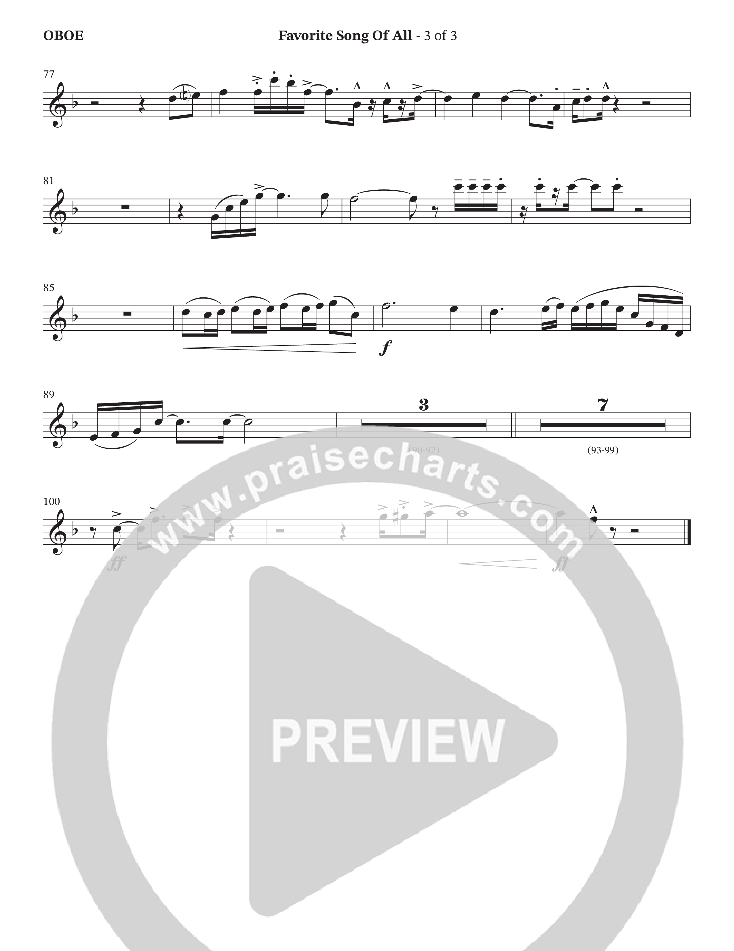 Favorite Song Of All (Choral Anthem SATB) Oboe (The Brooklyn Tabernacle Choir / Arr. Carol Cymbala / Orch. David Hamilton)